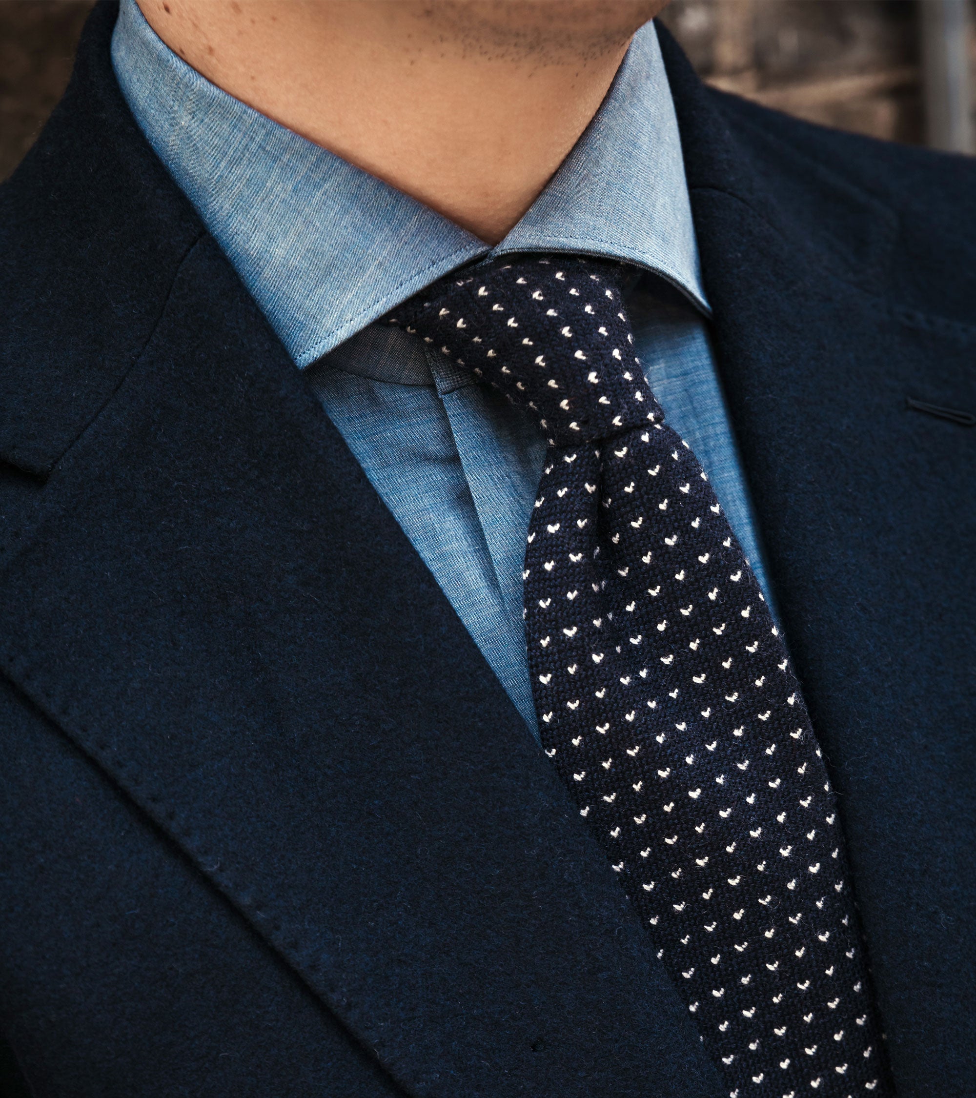 Bigi for Trunk Cashmere Chevron Tie: Navy