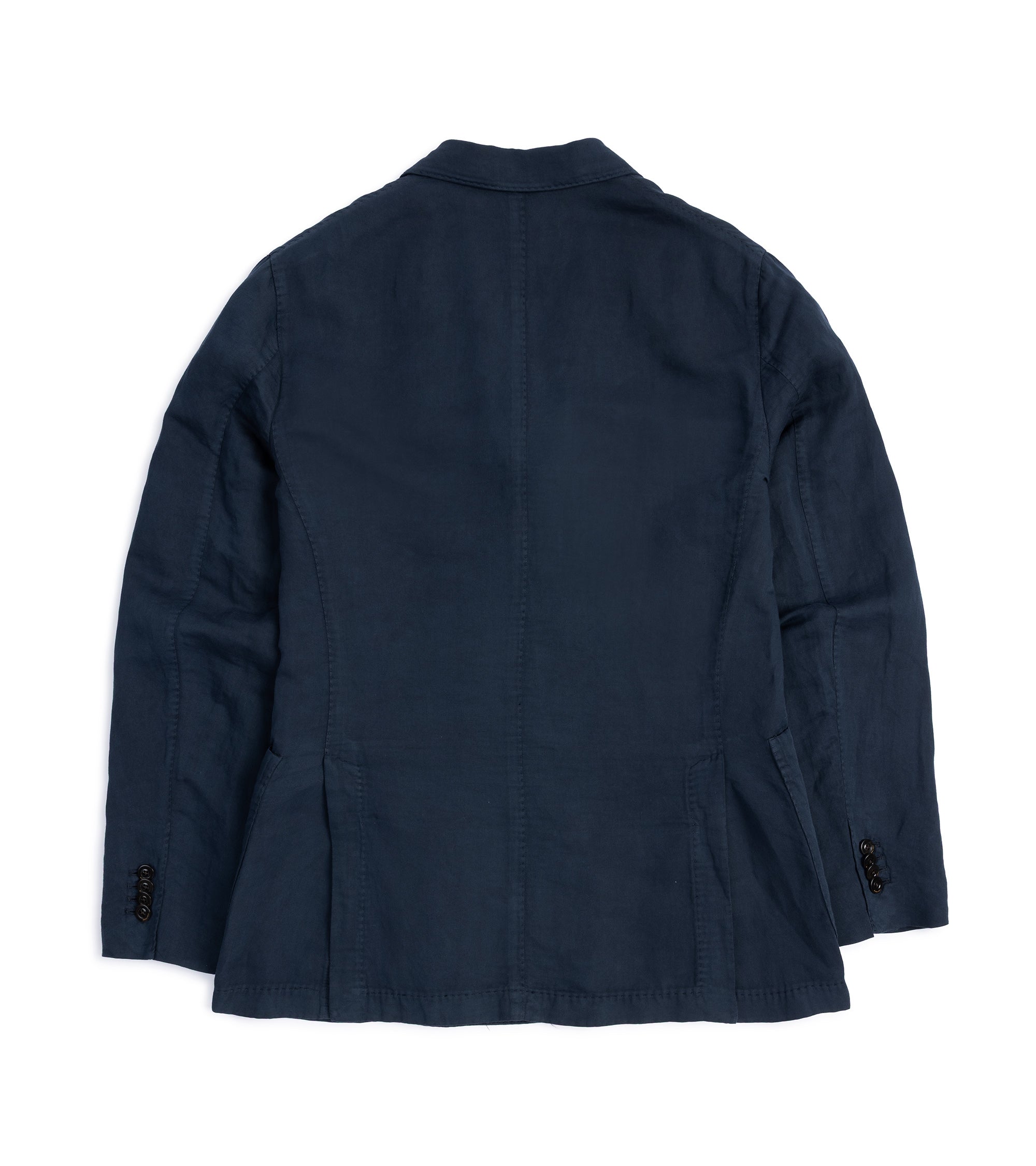 Boglioli Brushed Cotton Linen Double-Breasted Suit Jacket: Navy