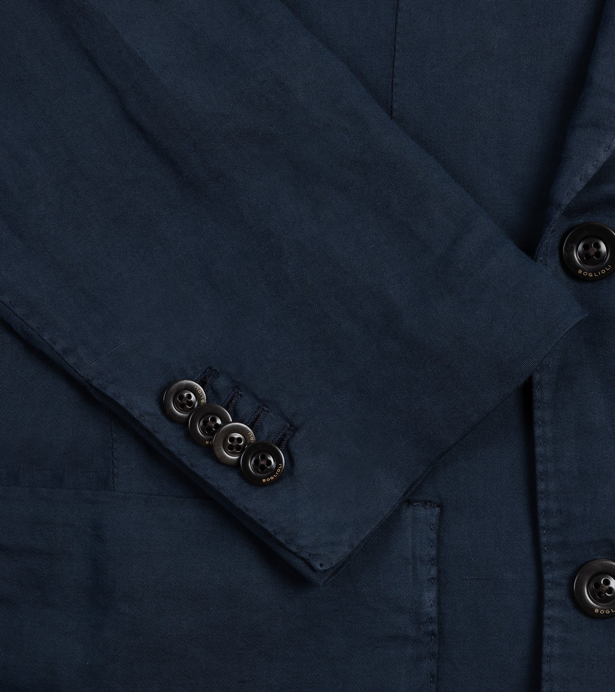 Boglioli Brushed Cotton Linen Double-Breasted Suit Jacket: Navy