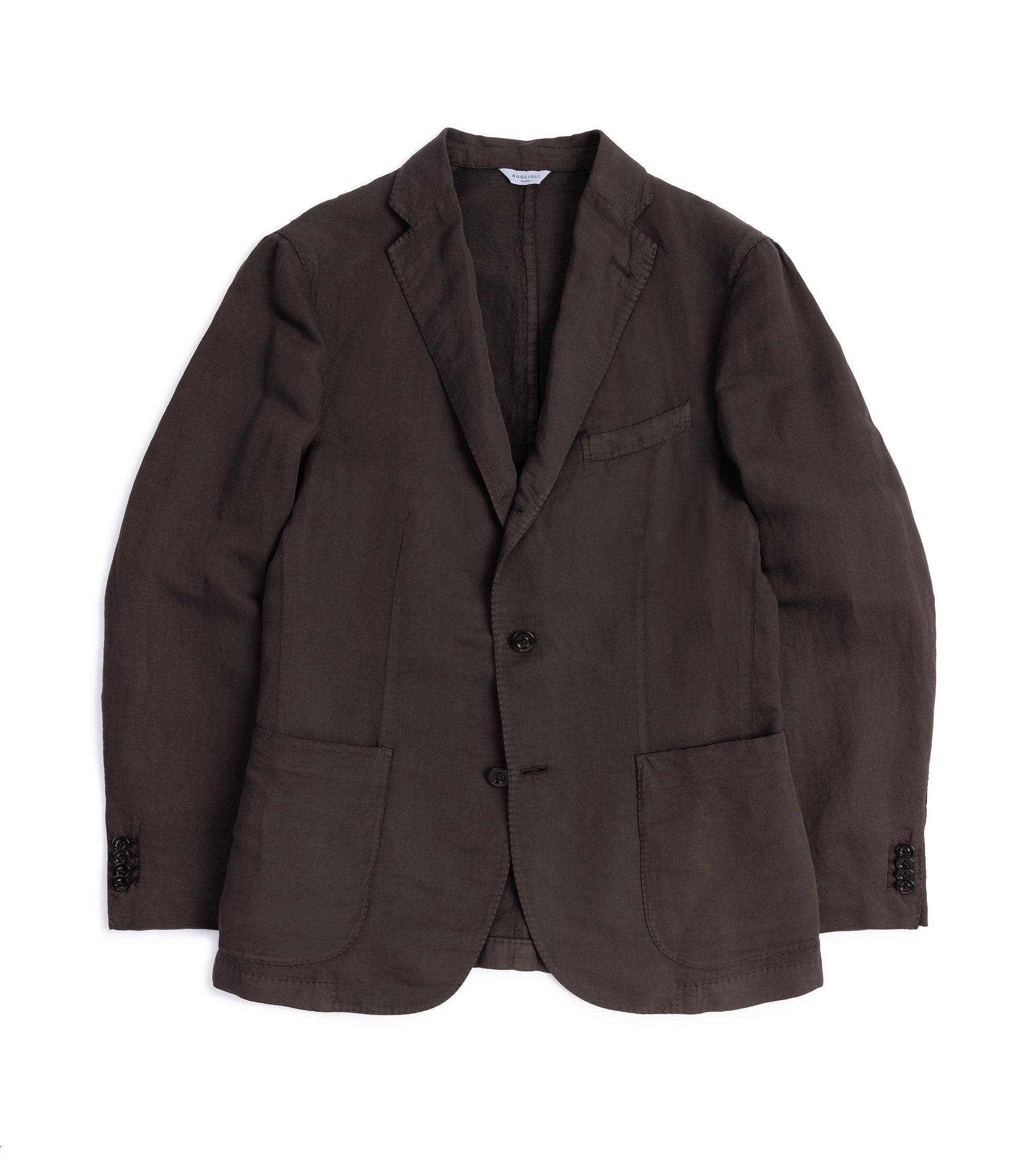 Boglioli Brushed Cotton Linen Suit Jacket: Brown