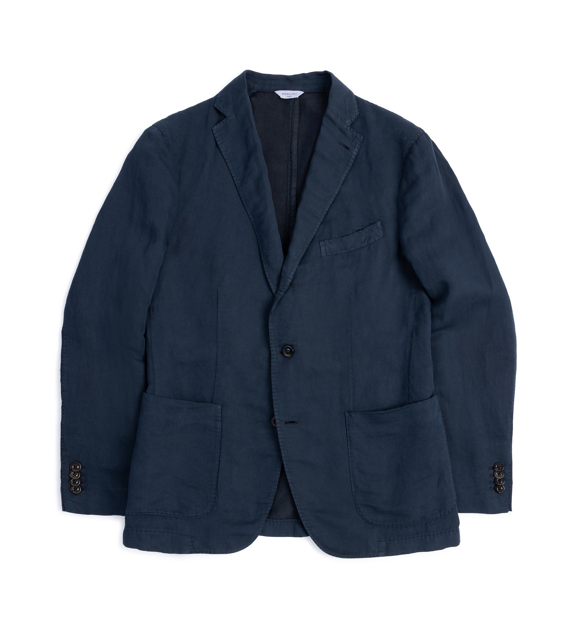 Boglioli Brushed Cotton Linen Suit Jacket: Navy