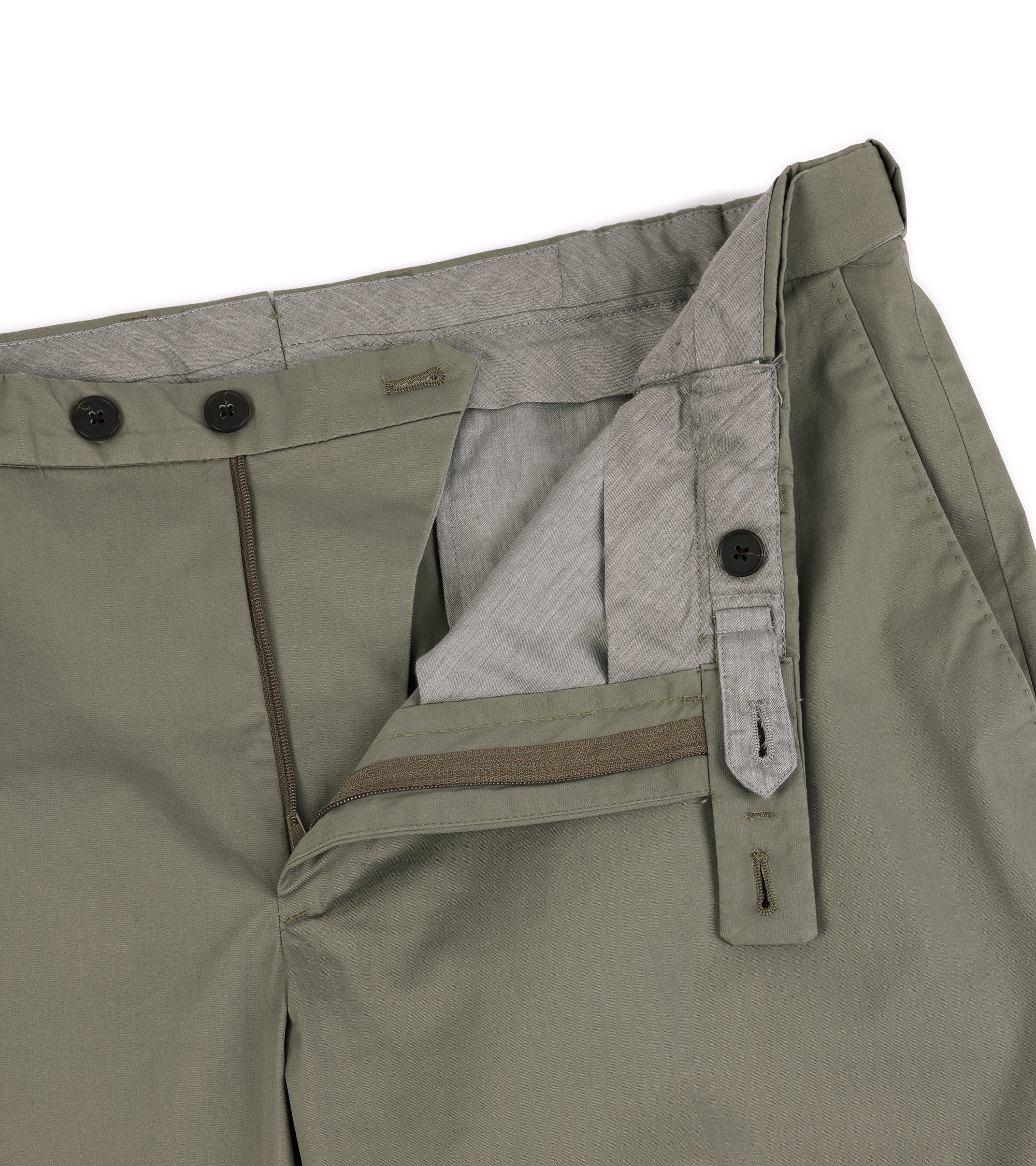 Boglioli Cotton Stretch Travel Suit Trousers: Light Olive
