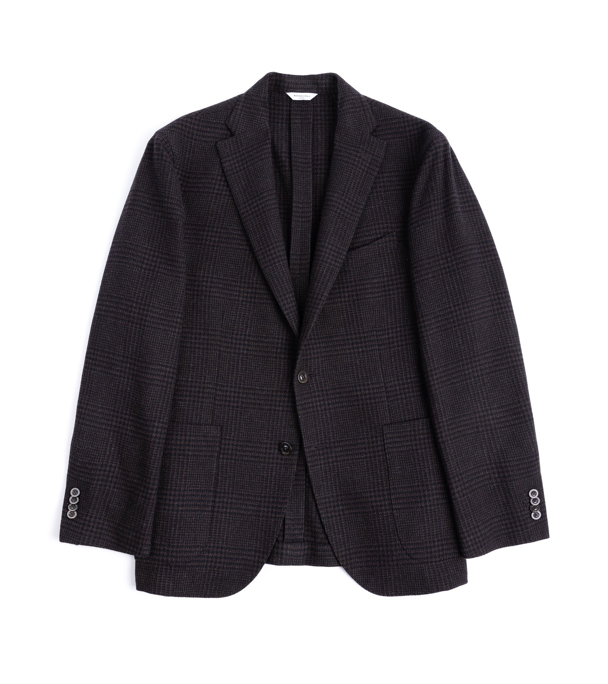 Boglioli Wool Cashmere Prince of Wales Check K Jacket: Navy/Brown