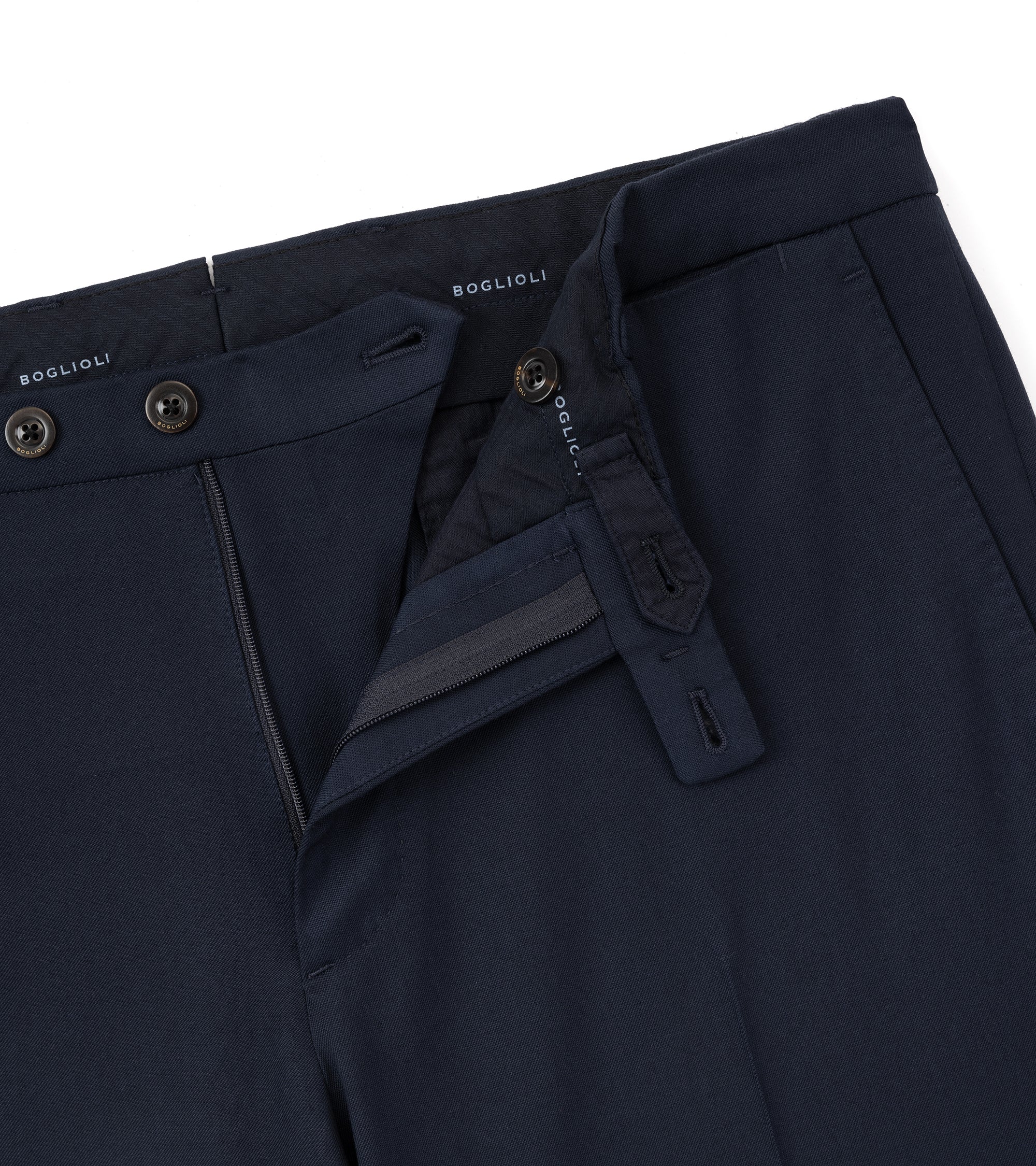 Boglioli Wool Twist Suit: Navy