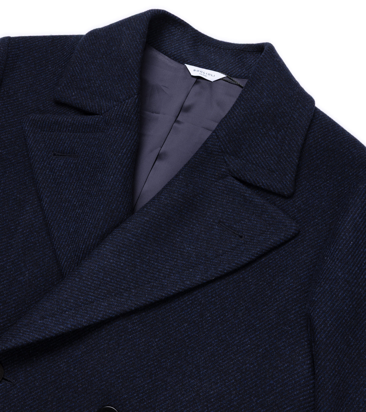 Boglioli Wool Cashmere Twill Ulster Coat: Navy