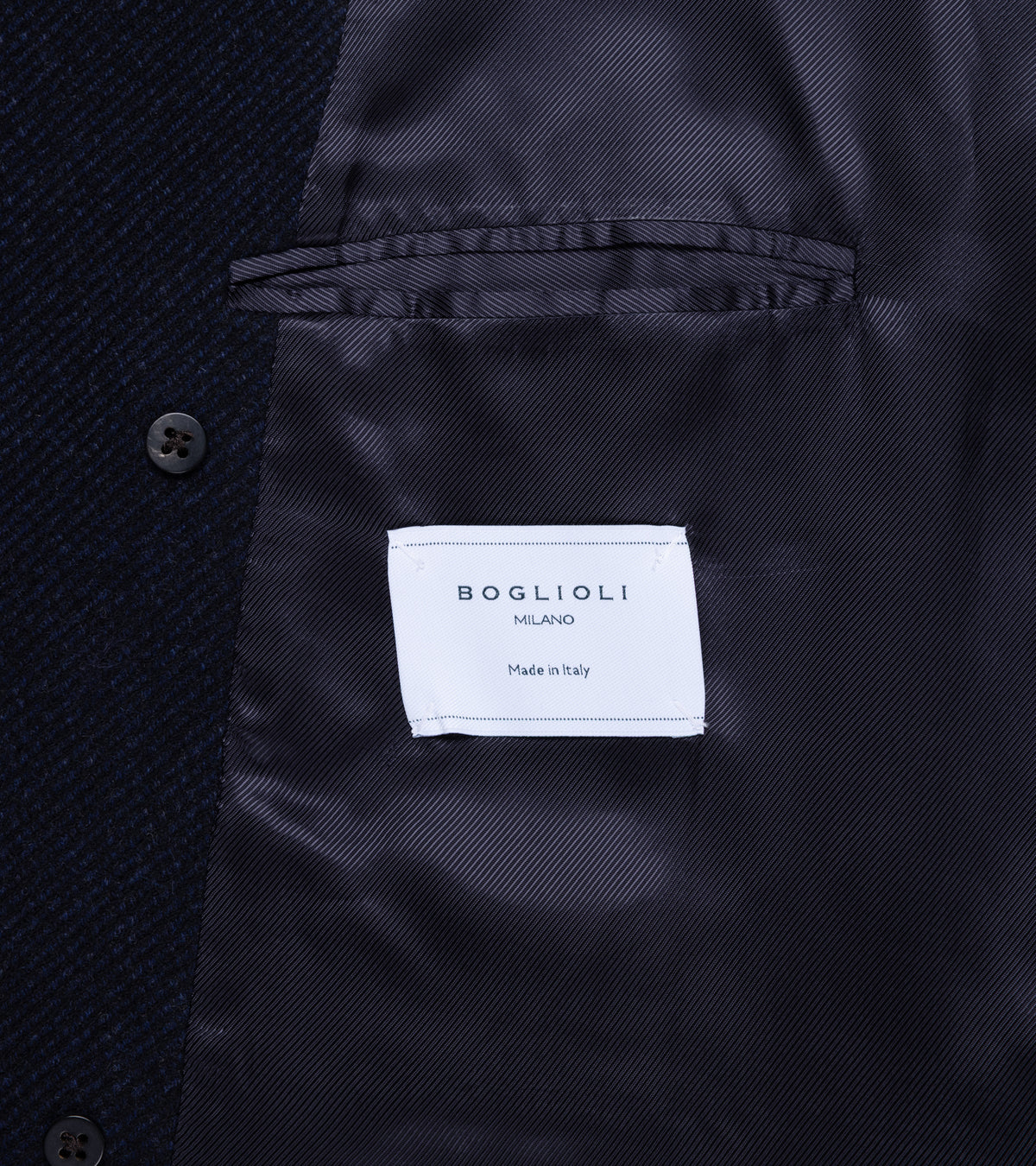 Boglioli Wool Cashmere Twill Ulster Coat: Navy