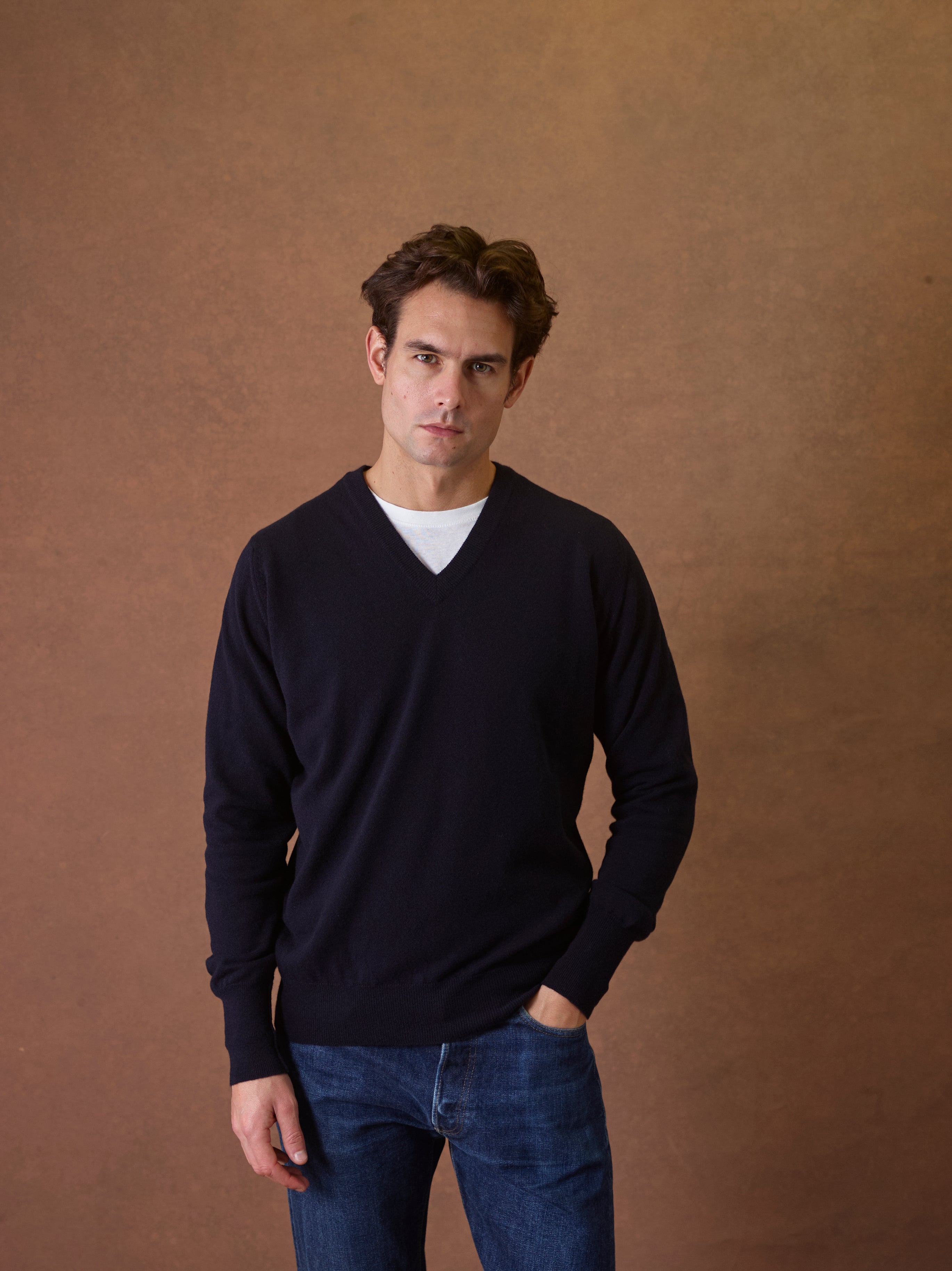 Trunk Walden Geelong V Neck Sweater: Navy