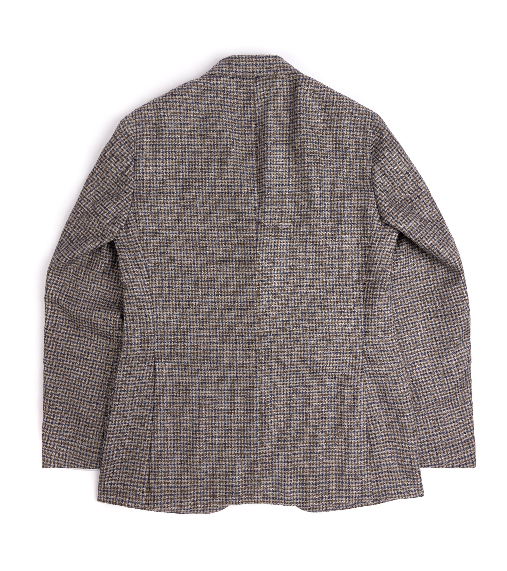 Caruso Aida Linen Wool Dogtooth Check Jacket: Blue/Brown