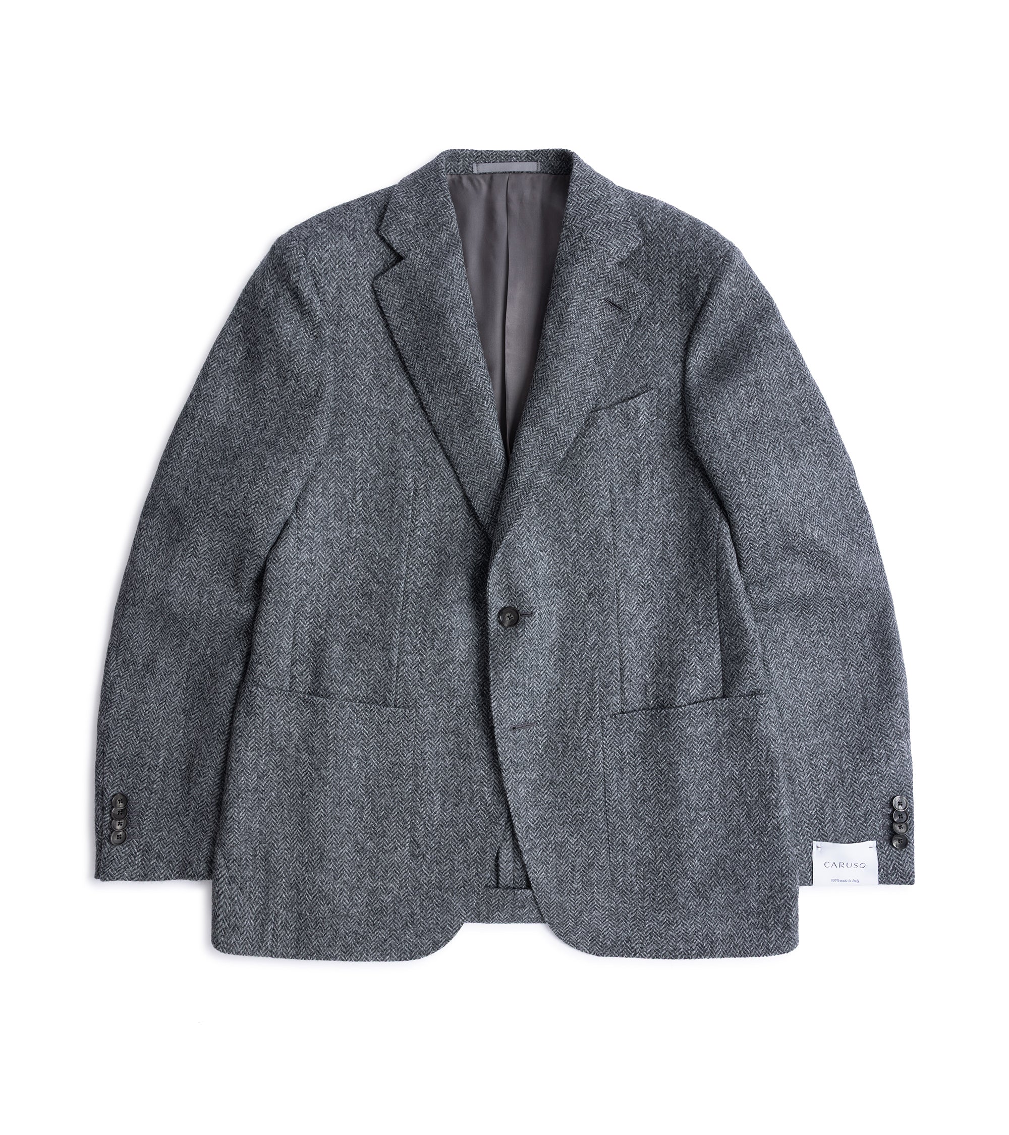 Caruso Aida Shetland Wool Herringbone Jacket: Grey