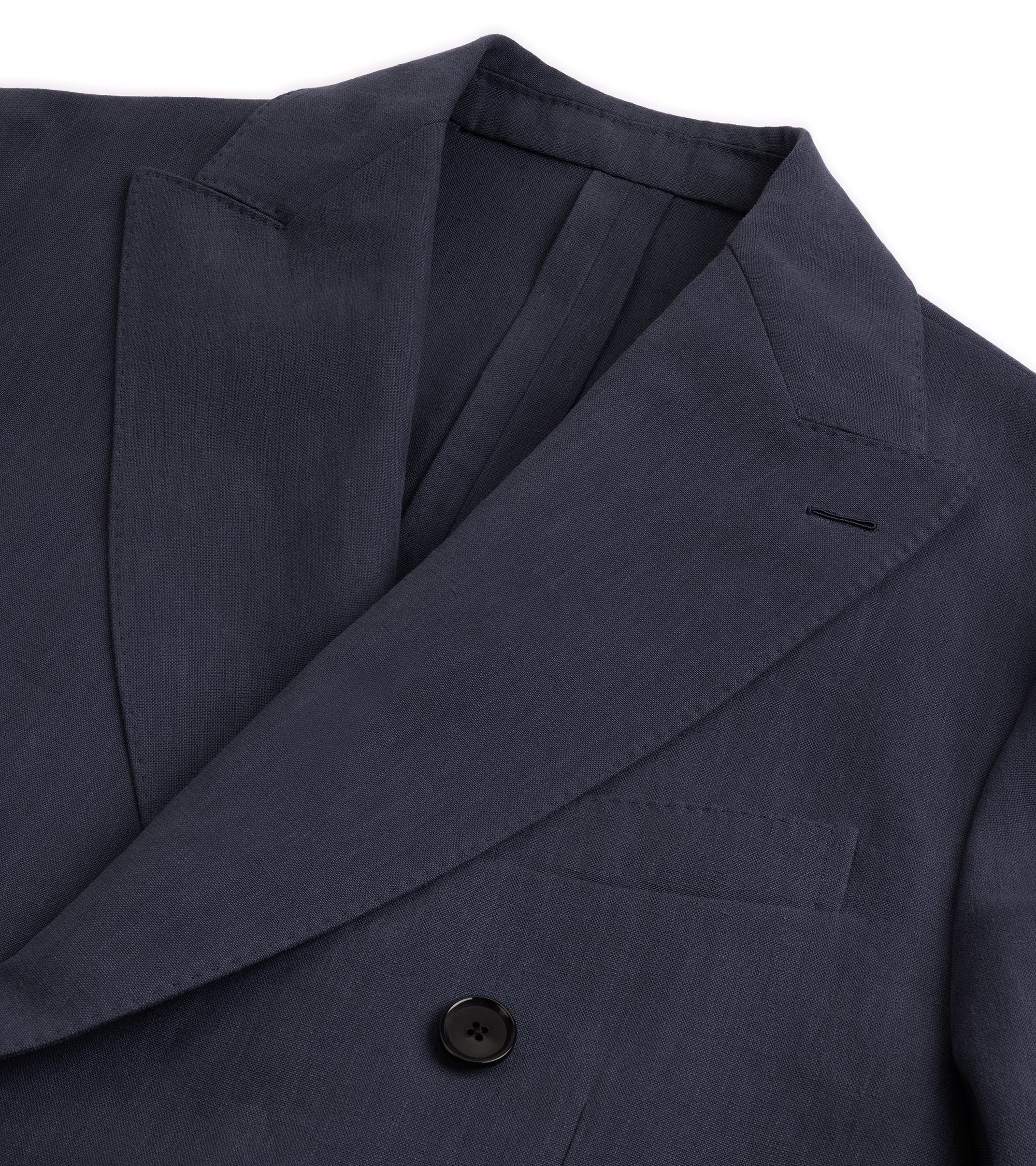 Caruso Butterfly Washed 3-Ply Linen Double Breasted Jacket: Blue