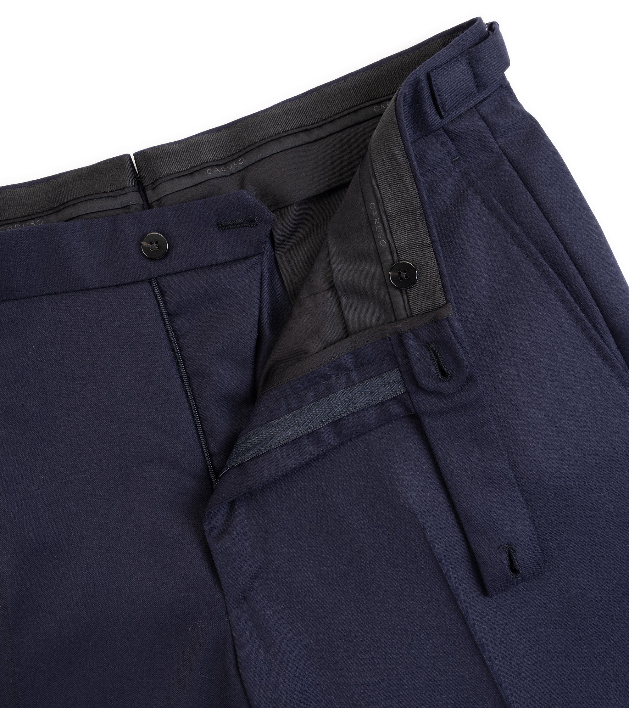 Caruso Superlight Wool Flannel Suit: Navy