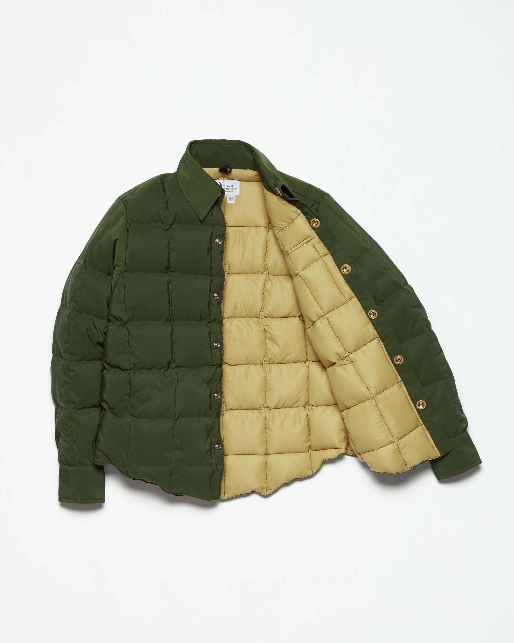 Crescent Down Works 60/40 Padded Down Shirt: Olive