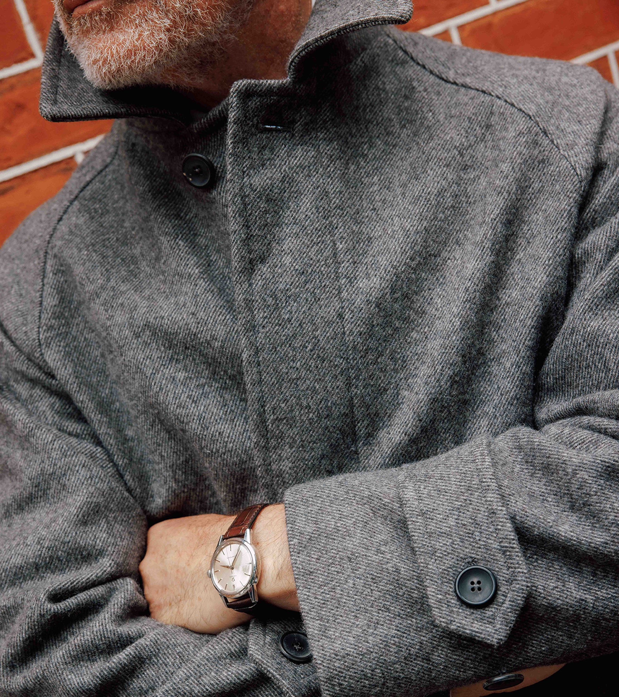 Trunk Devonshire Fox Brothers Wool Twill Overcoat: Warm Grey