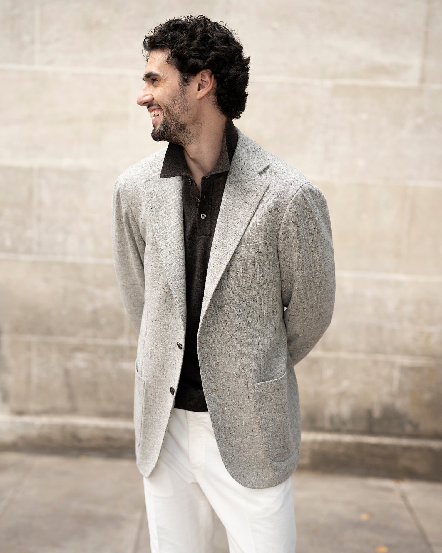 Ring Jacket Meister Wool Homespun Tweed Jacket: Grey
