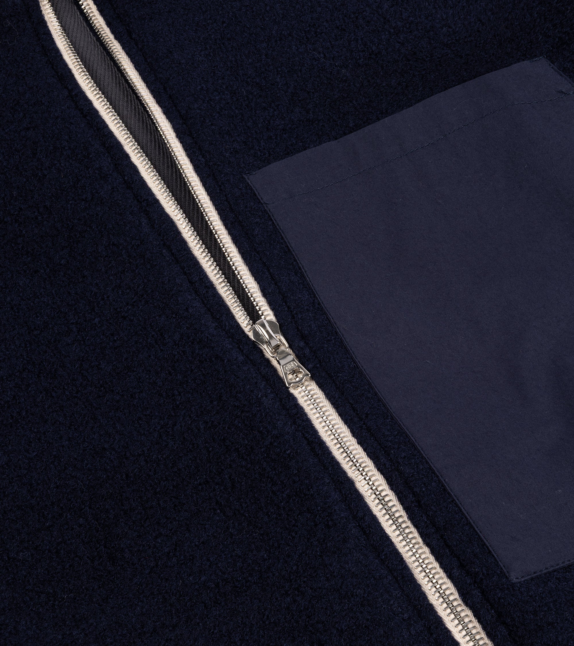 De Bonne Facture Boiled Wool Sherpa Jacket: Navy