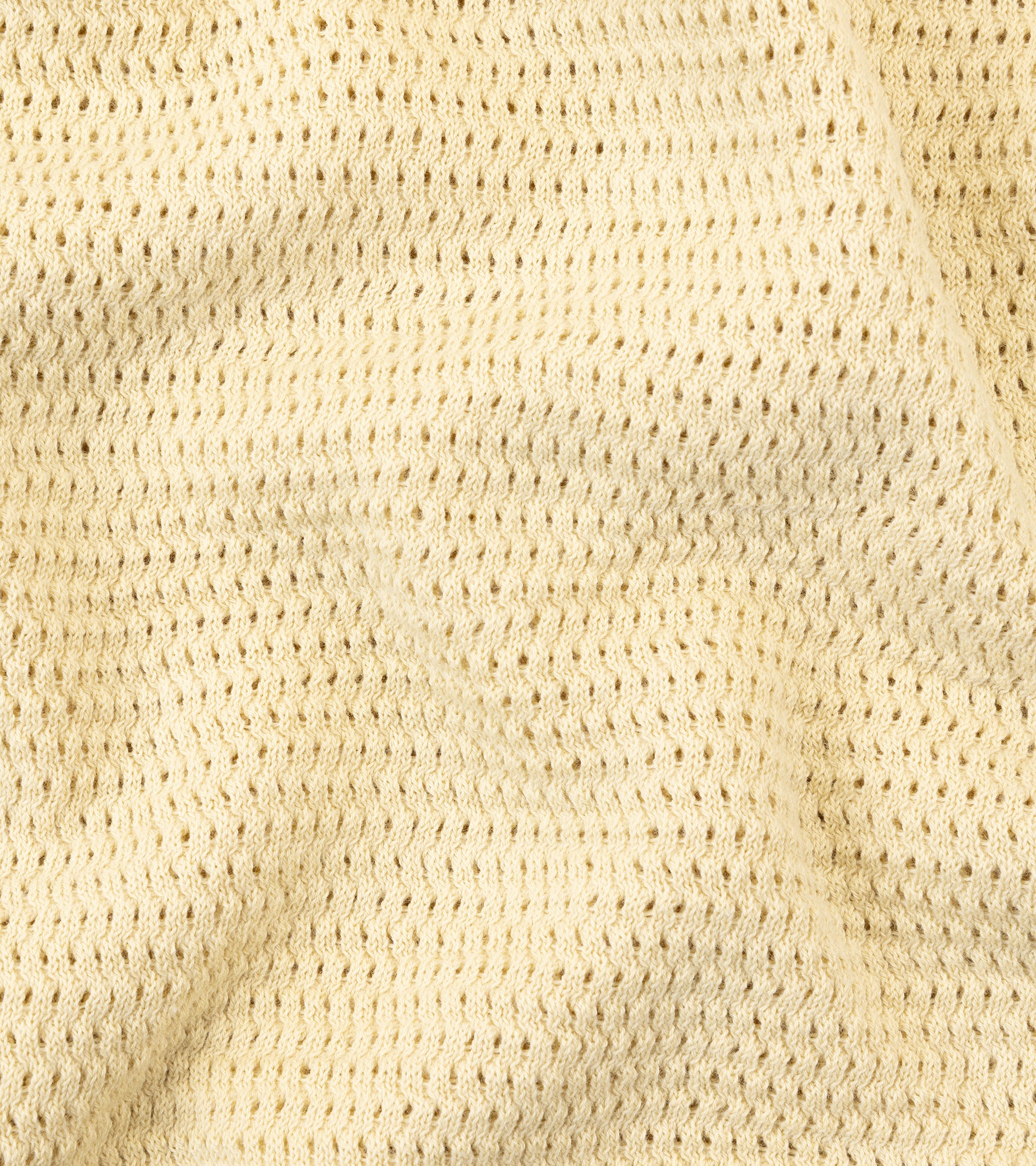 De Bonne Facture Cotton Honeycomb Knitted Polo Shirt: Butter Yellow