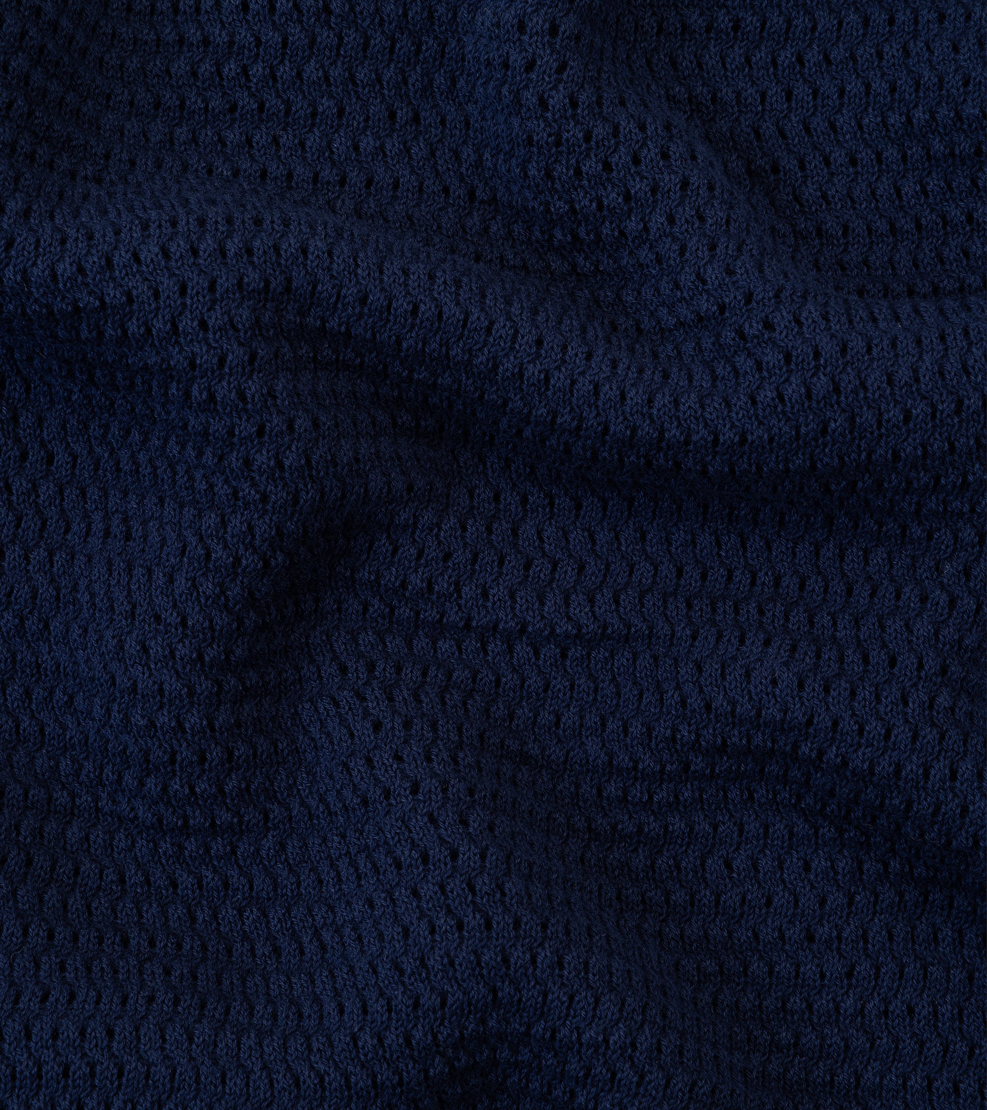 De Bonne Facture Cotton Honeycomb Knitted Polo Shirt: Navy
