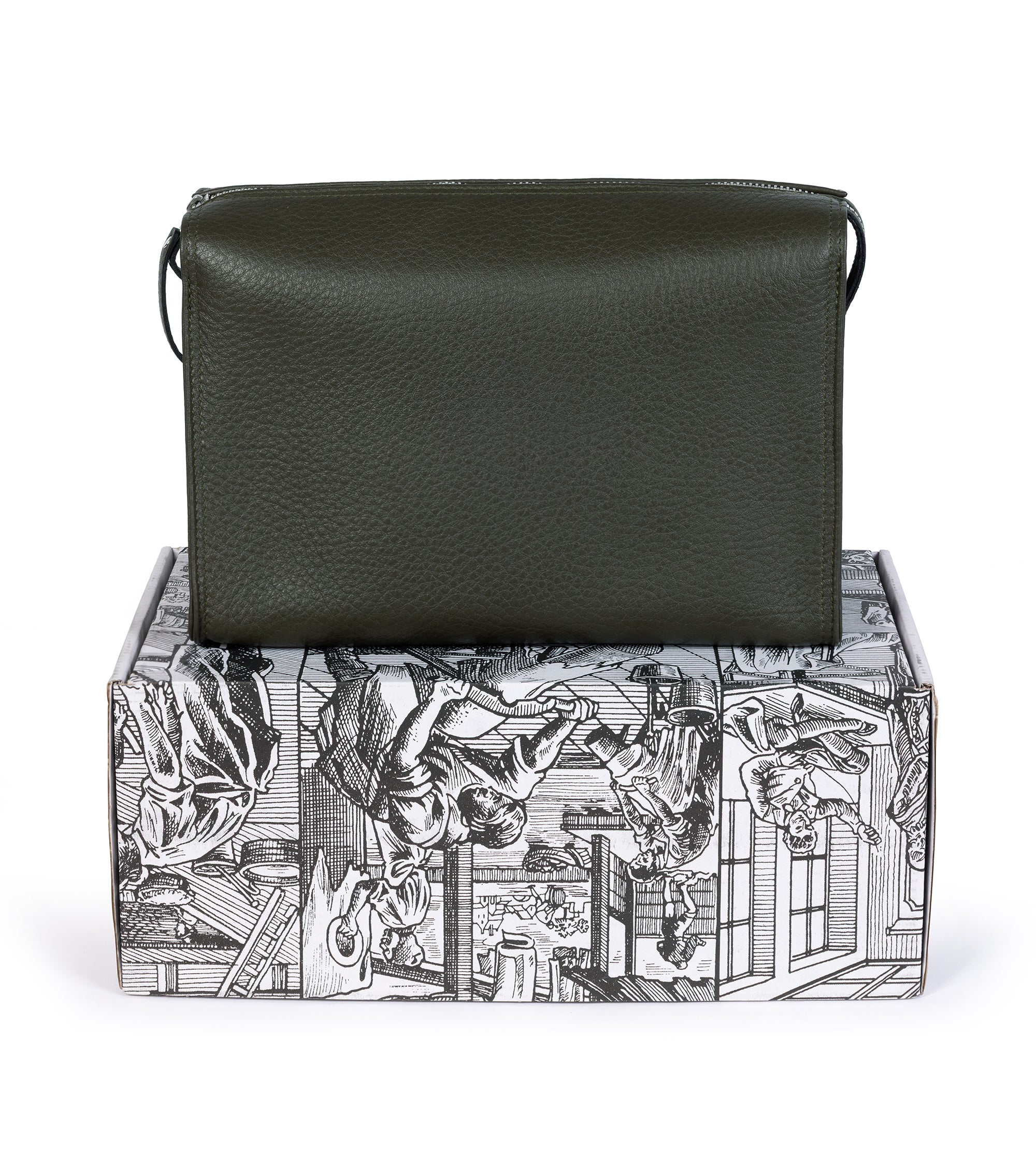 F. Hammann Leather Wash Bag: Olive
