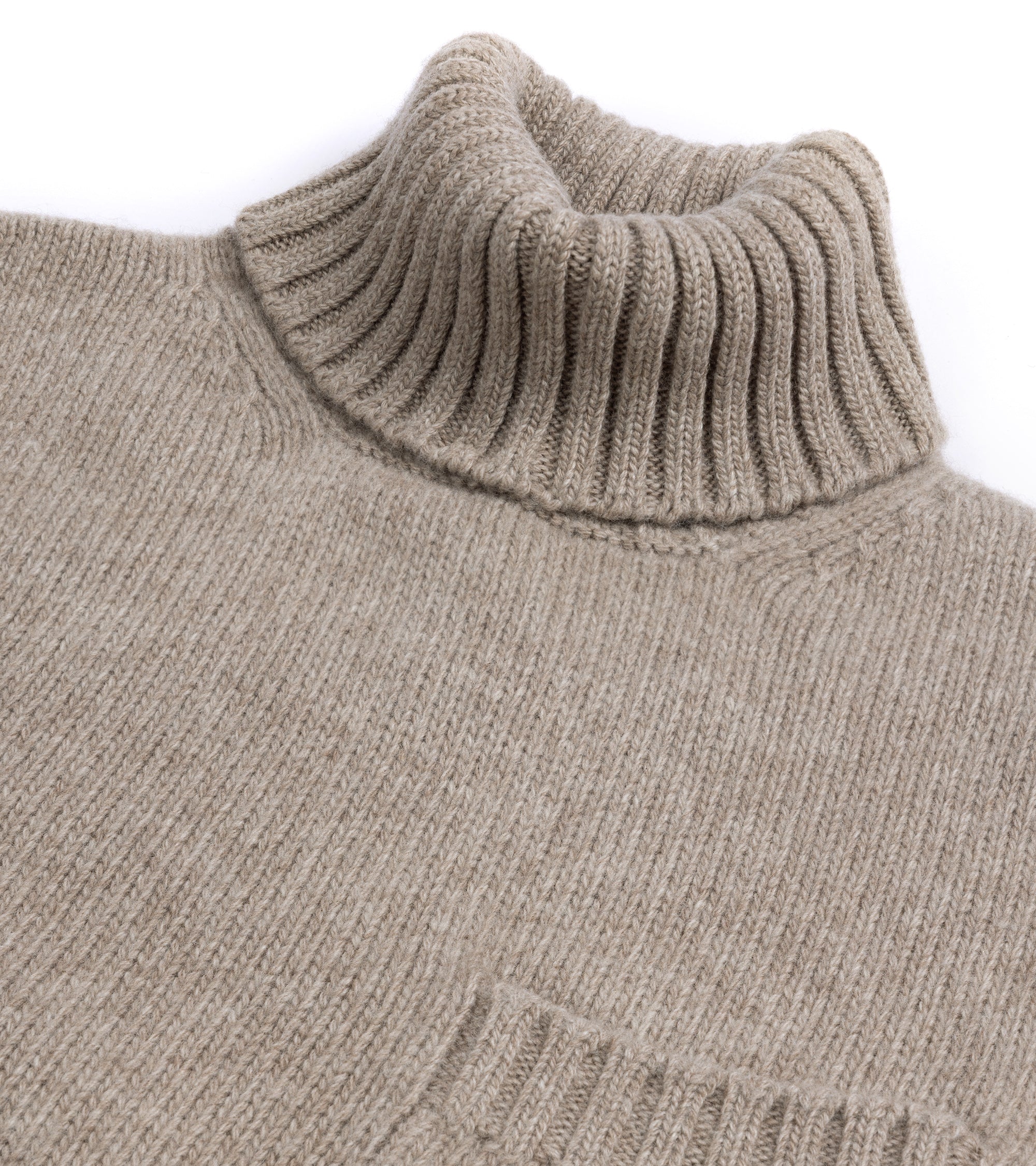 Fedeli Oslo Wool Cashmere Roll Neck Sweater: Greige