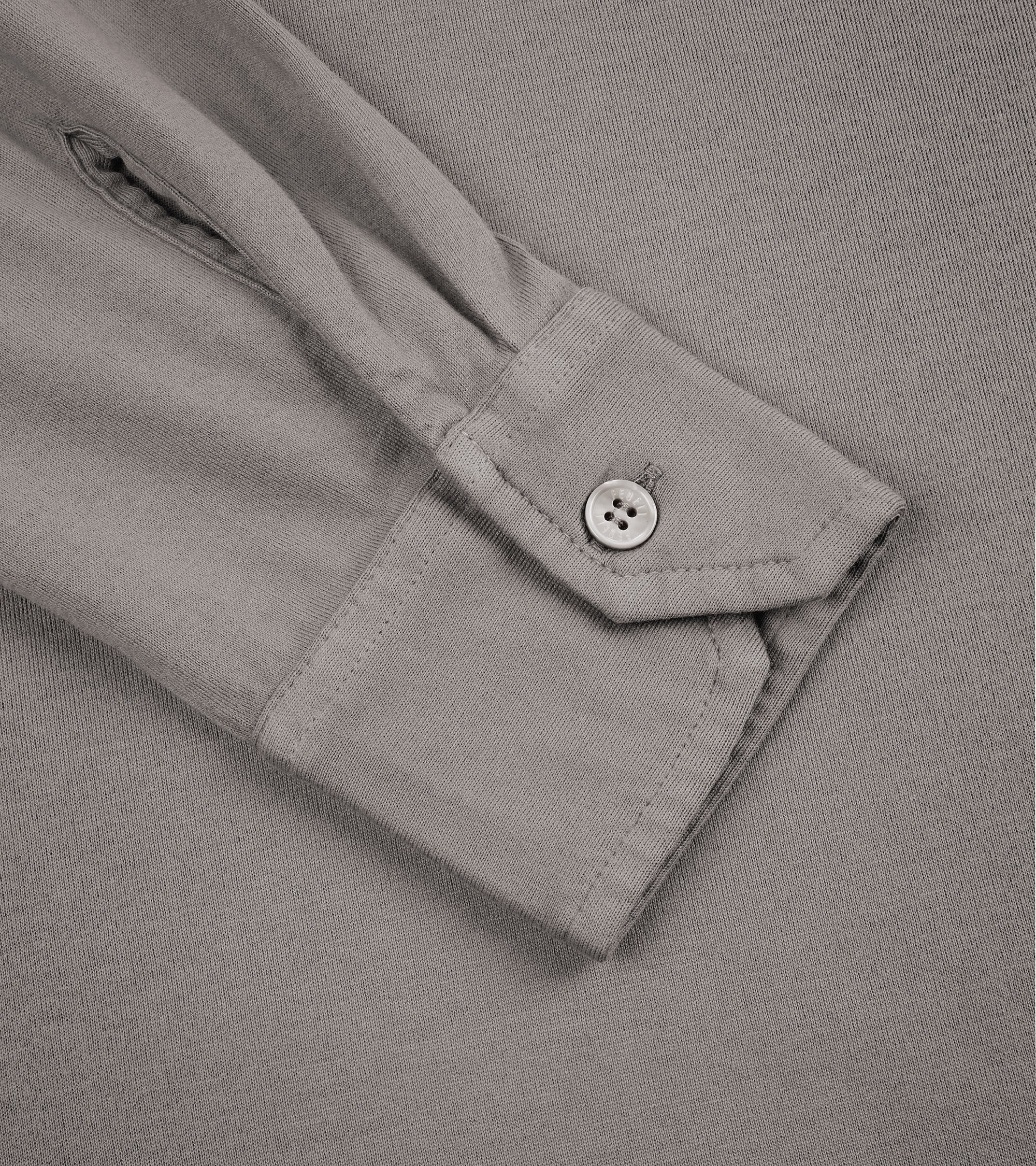 Fedeli Zero Organic Cotton Jersey Long Sleeve Polo Shirt: Greige