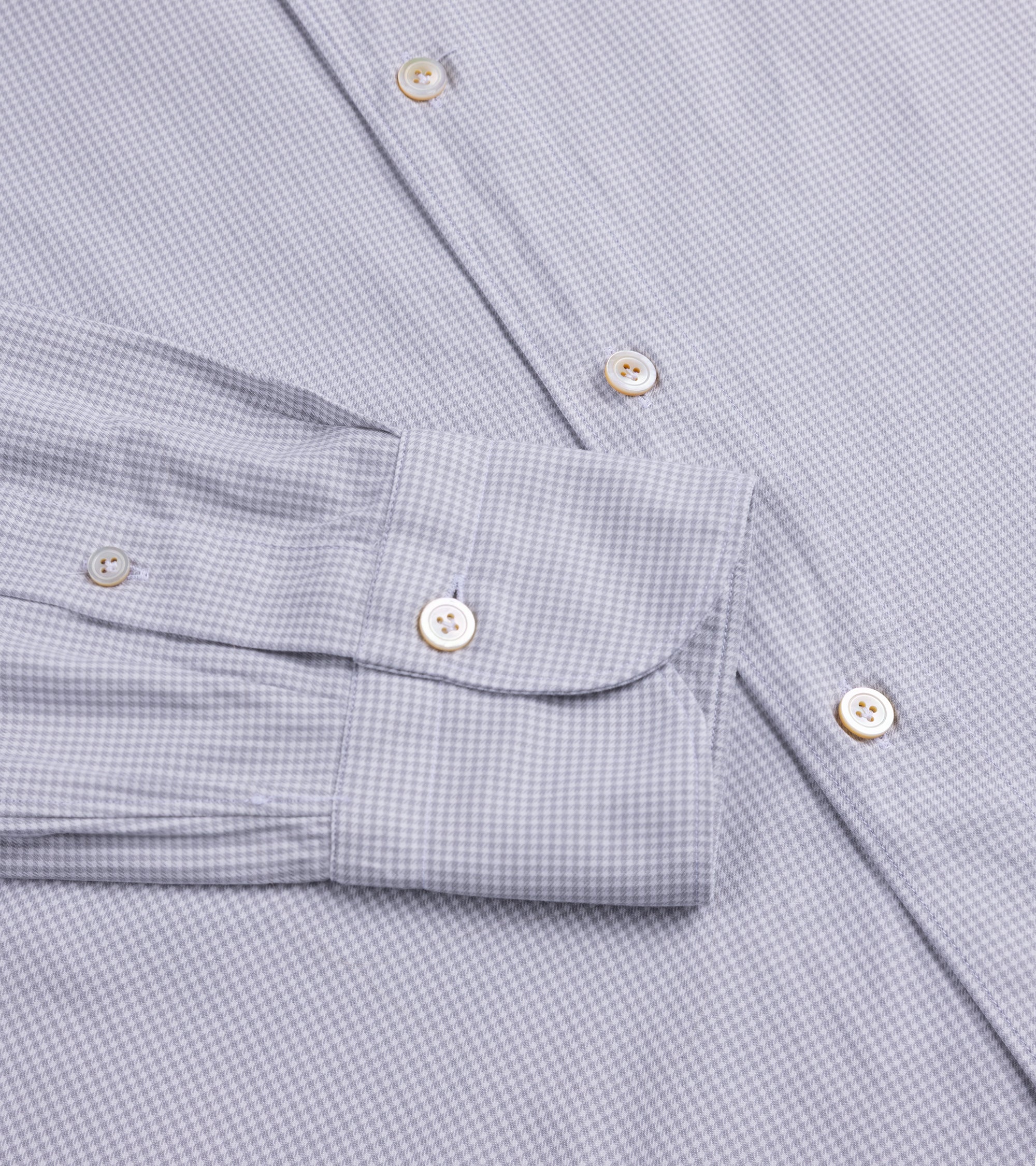 Finamore Gaeta Brushed Micro Check Flannel Luigi Sport Shirt: Grey