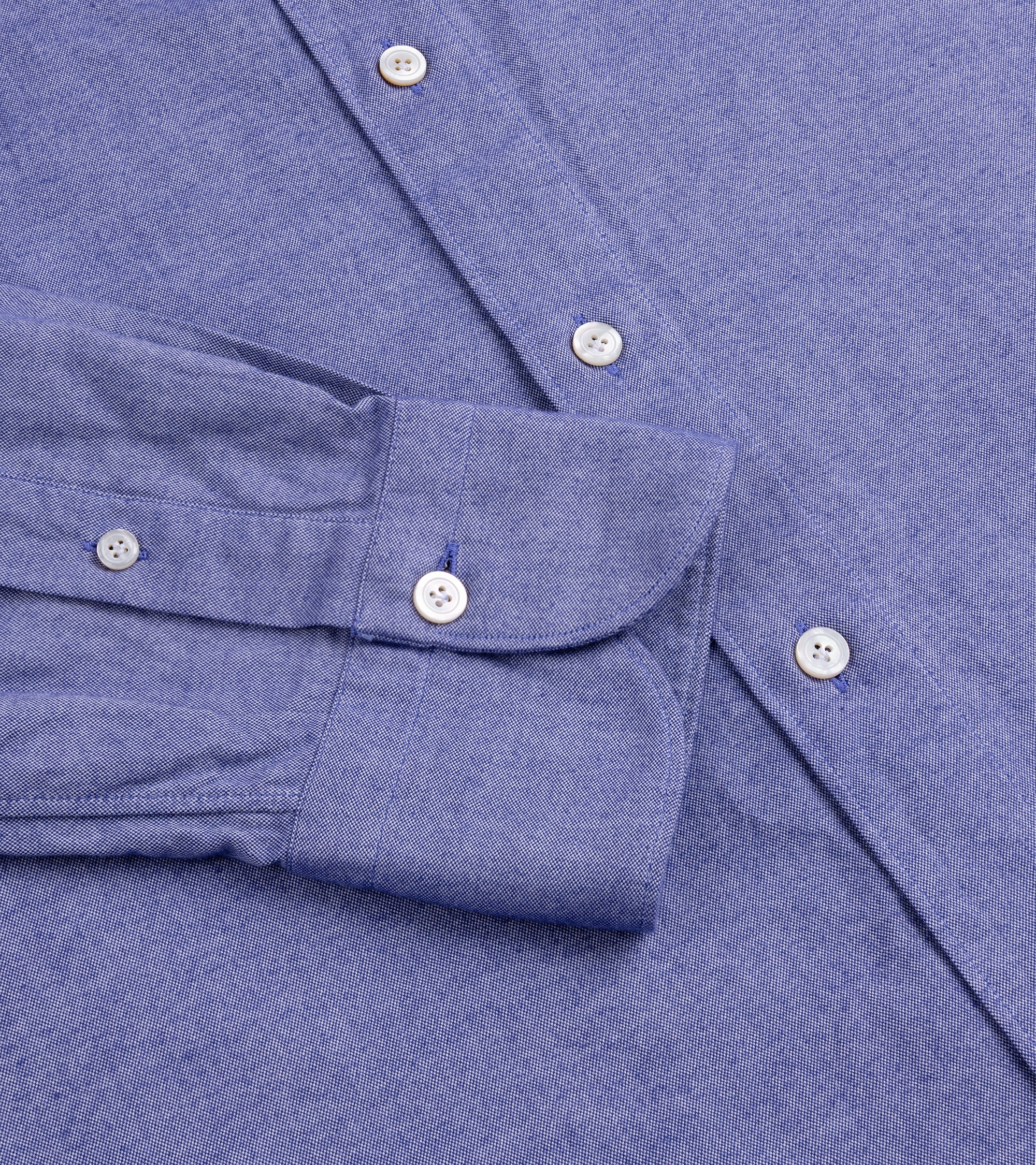 Finamore Gaeta Brushed Oxford Cotton Leonardo Sport Shirt: Ink Blue