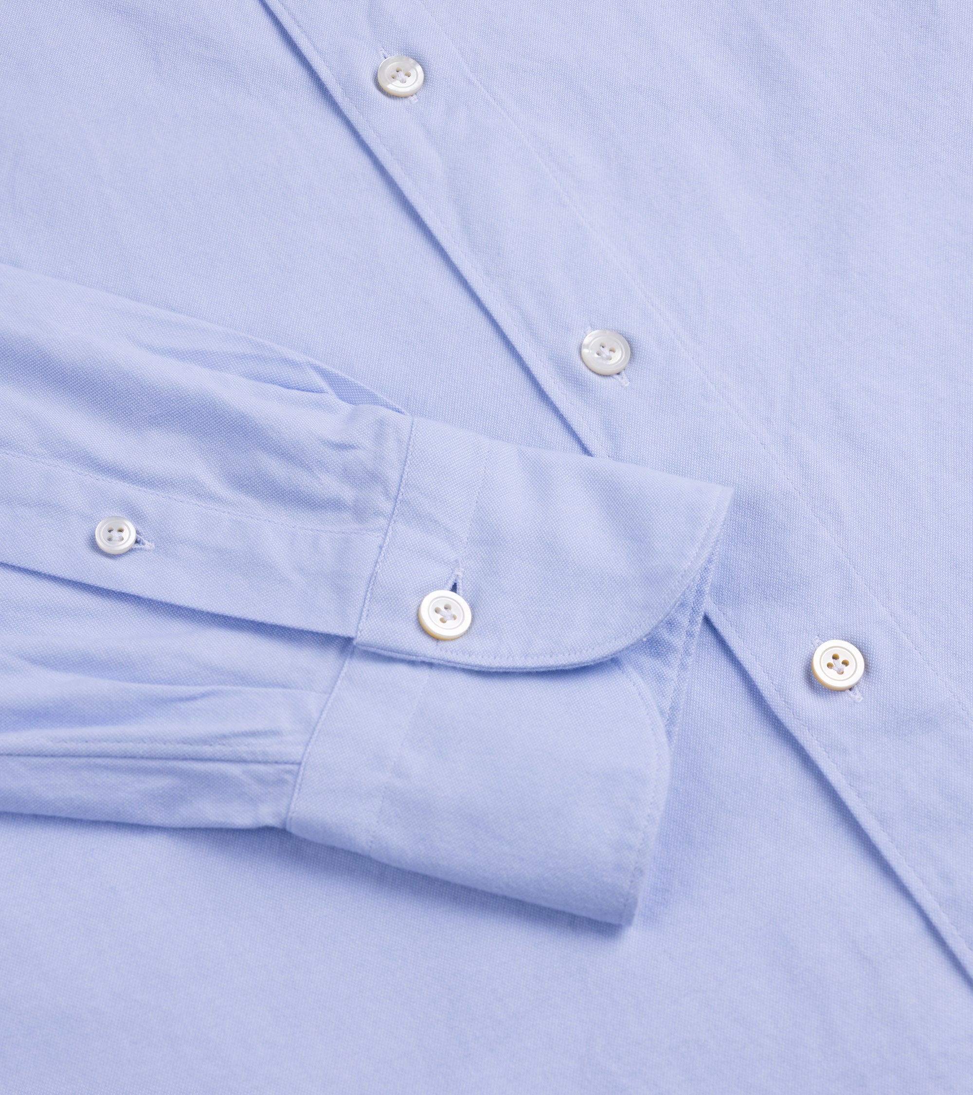 Finamore Gaeta Brushed Oxford Cotton Leonardo Sport Shirt: Pale Blue