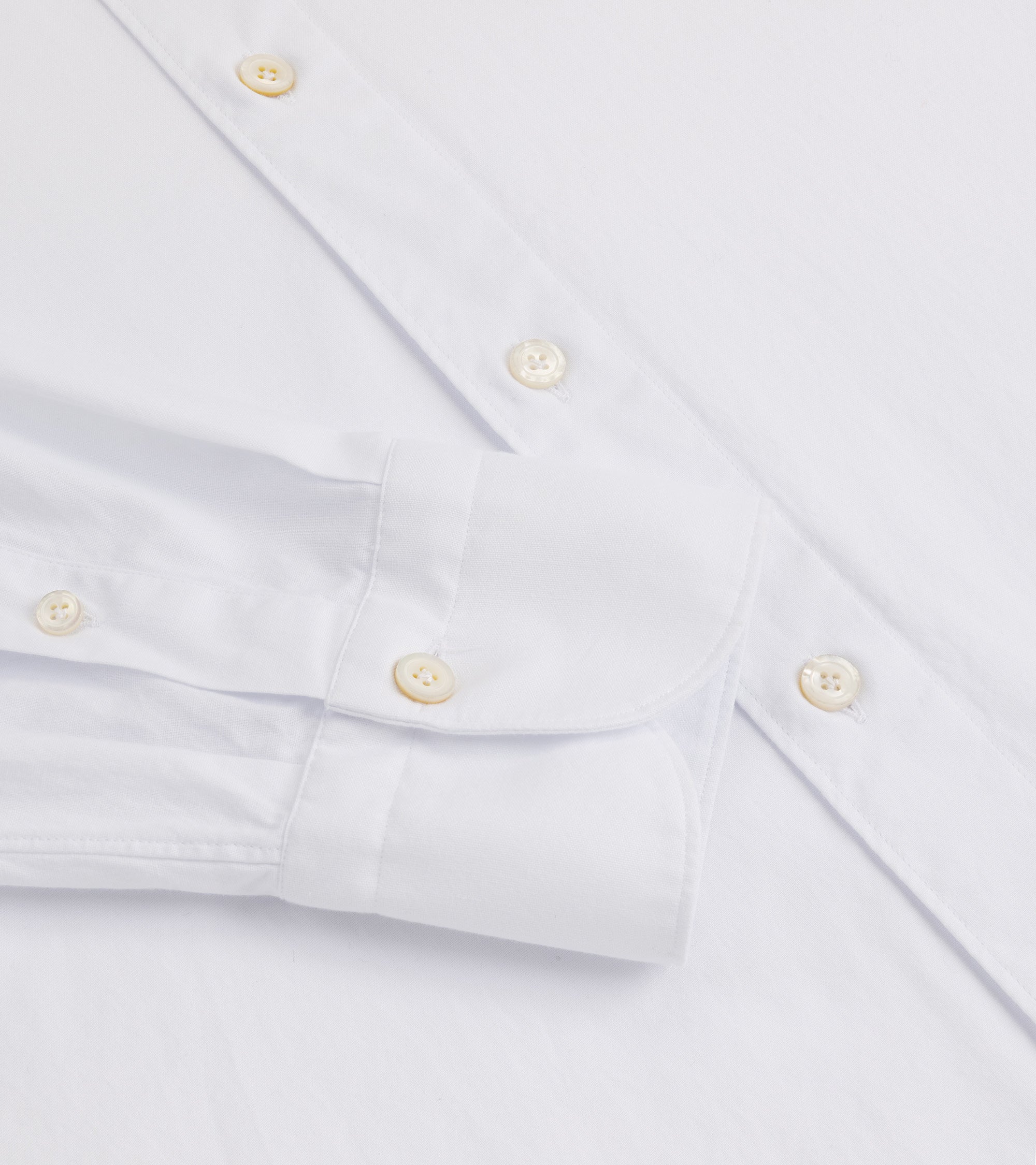 Finamore Gaeta Brushed Oxford Cotton Leonardo Sport Shirt: White