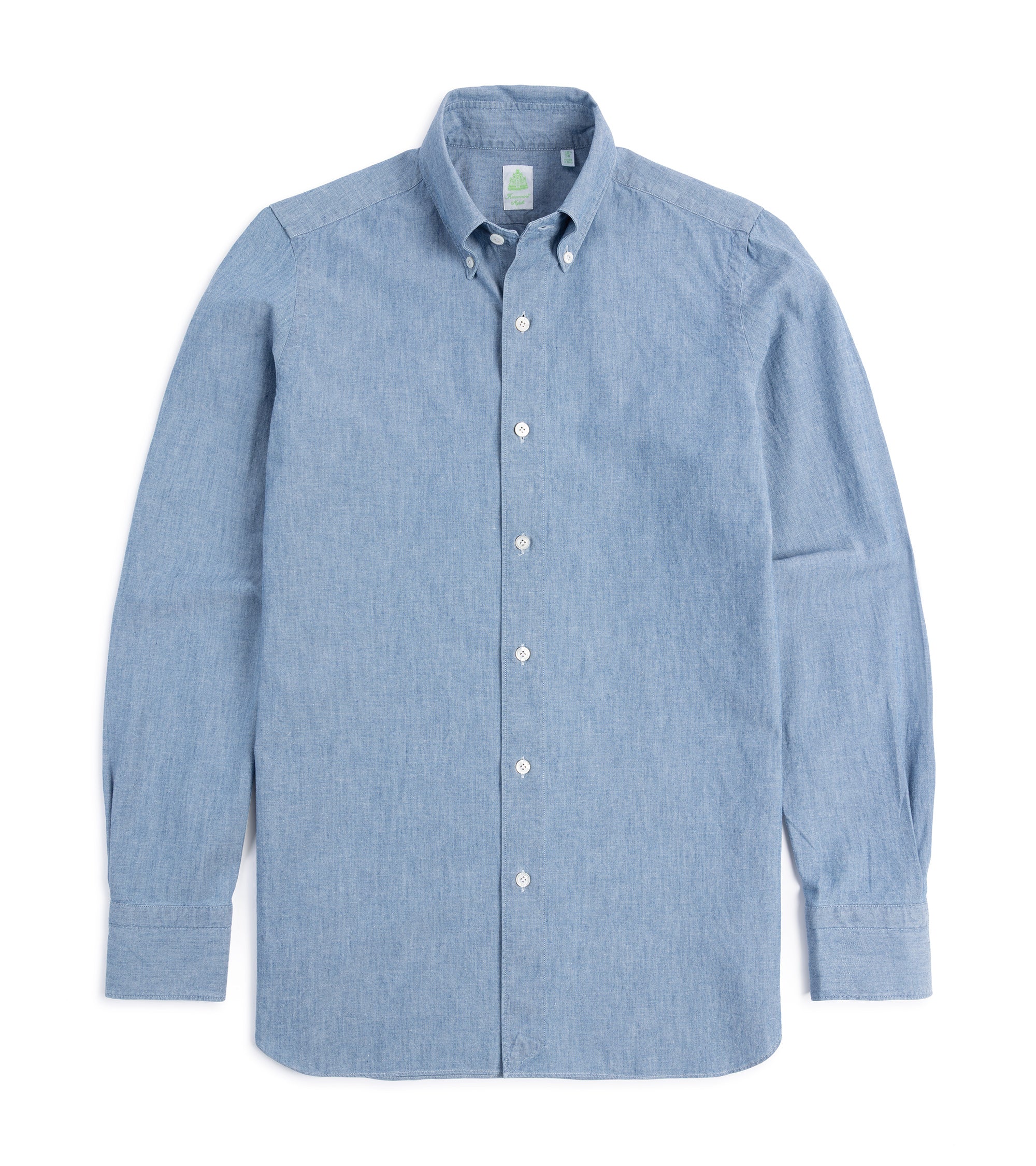 Finamore Gaeta Classic Cotton Leonardo Button Down Sport Shirt: Chambray