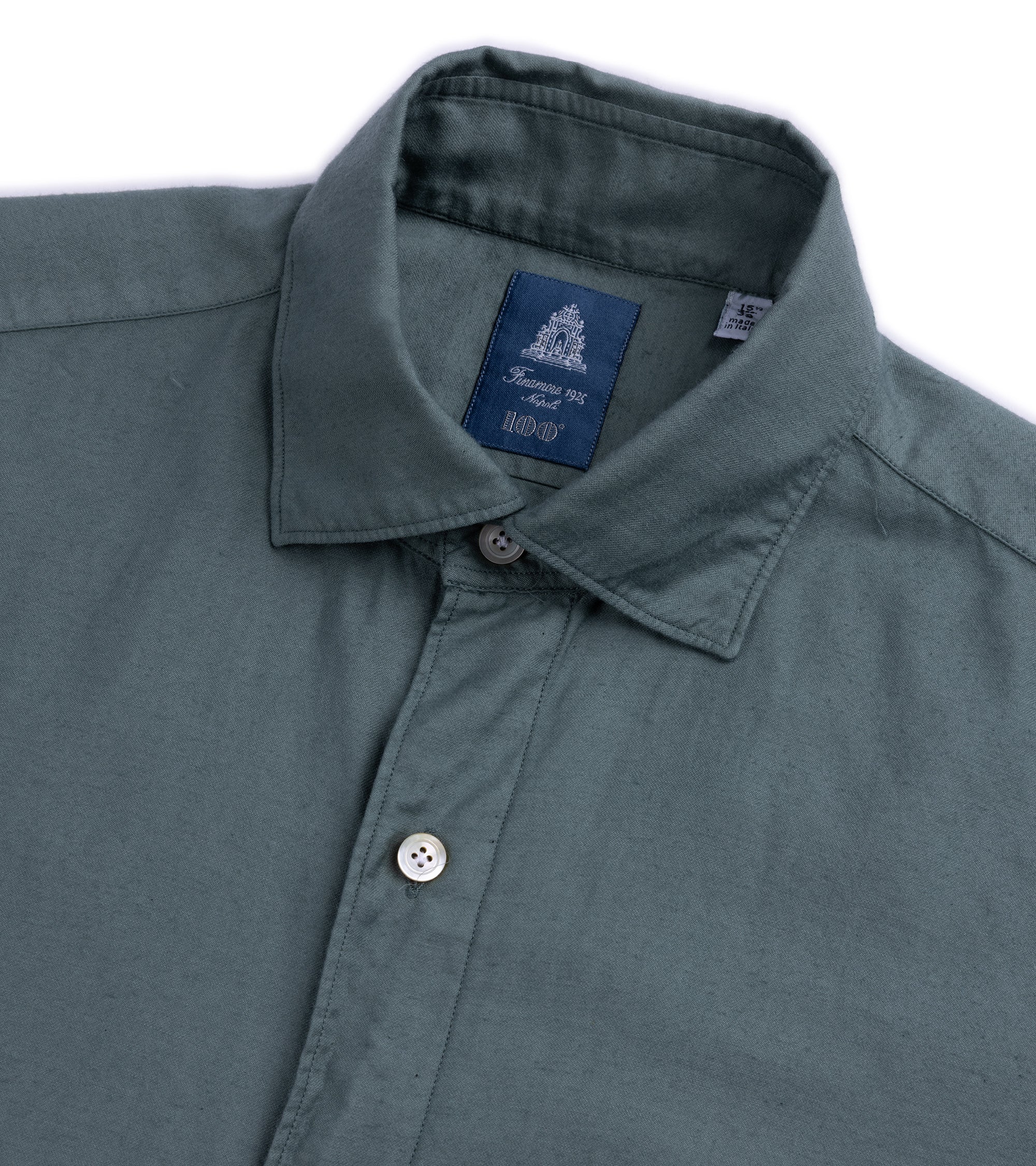 Finamore Gaeta Cotton Cashmere Luigi Carlo Riva Shirt: Olive