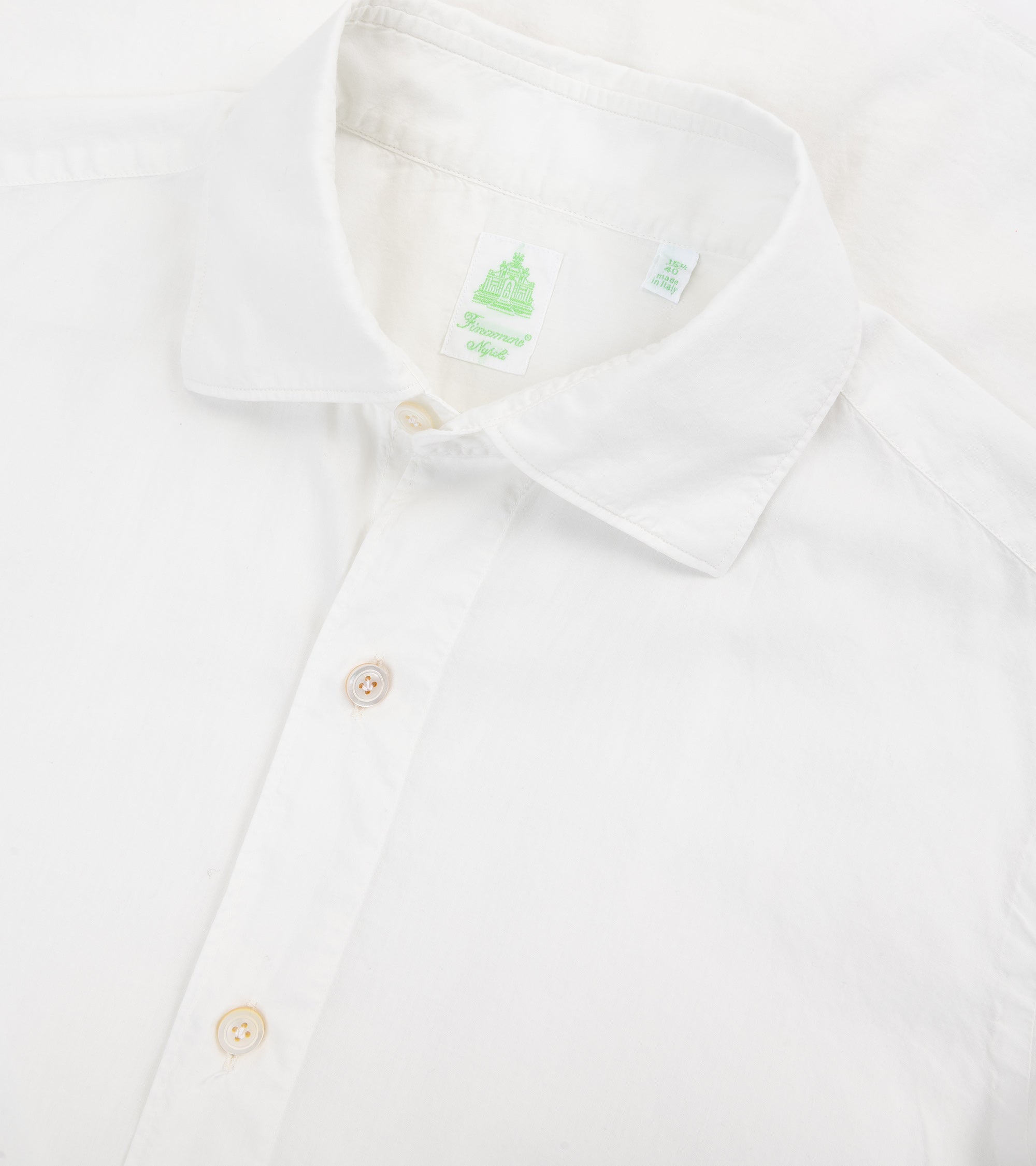 Finamore Gaeta Superlight Cotton Luigi Sport Shirt: Chalk