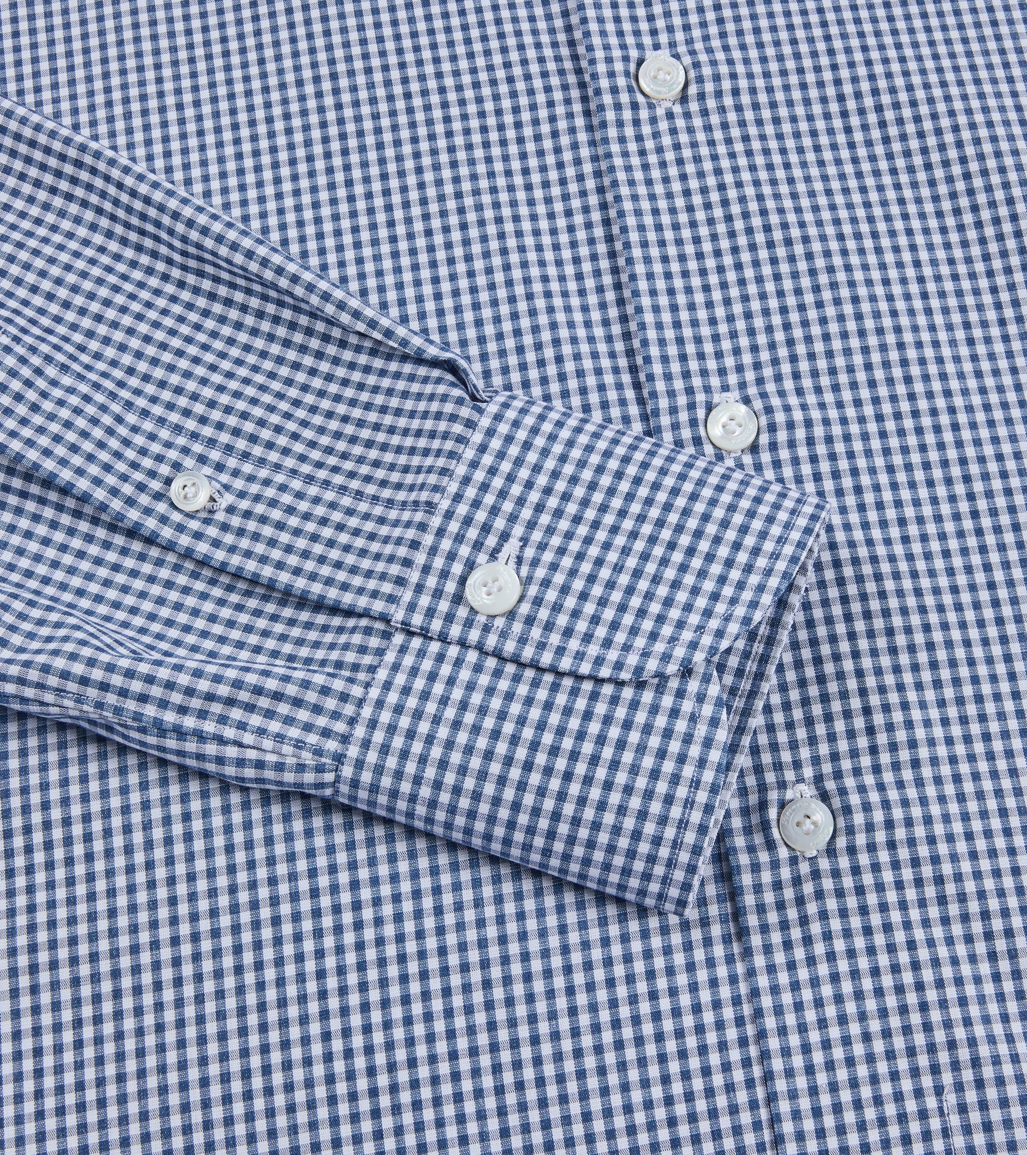 Finamore Napoli Carlo Riva Cotton Silk Check Leonardo Button Down Shirt: Blue