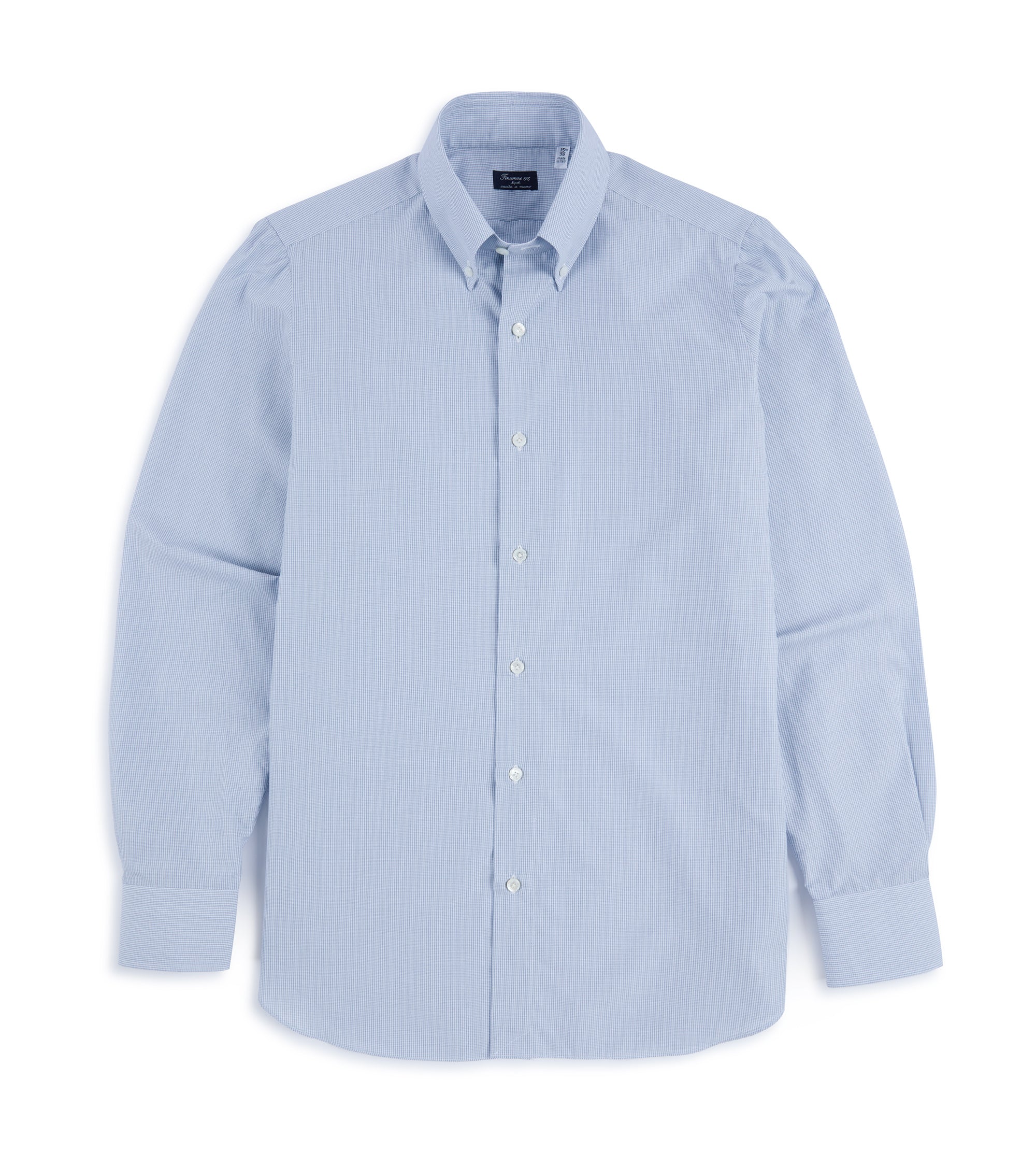 Finamore Napoli Carlo Riva Cotton Silk Check Leonardo Button Down Shirt: Grey