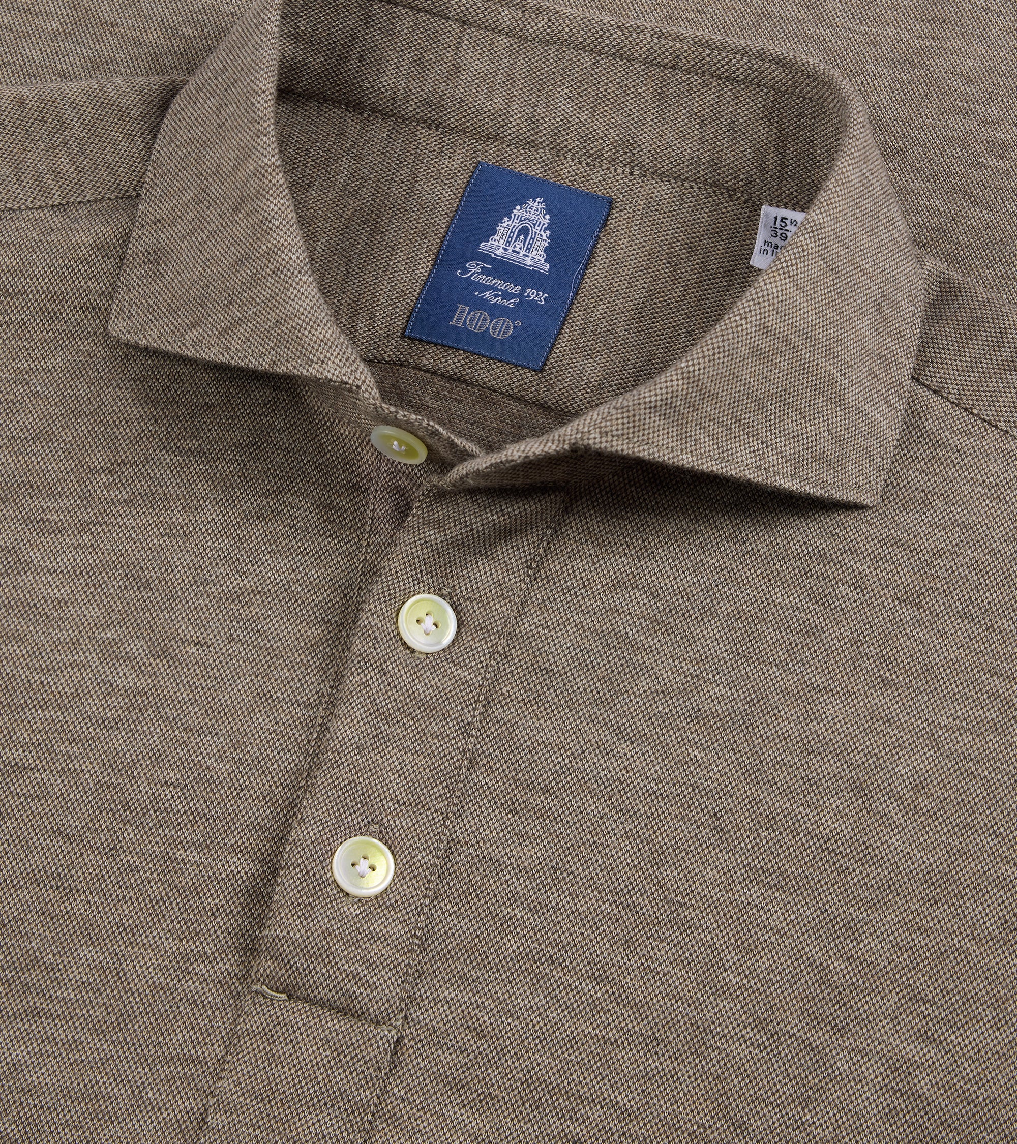 Finamore Orlando Cotton Cashmere Polo Shirt: Biscuit