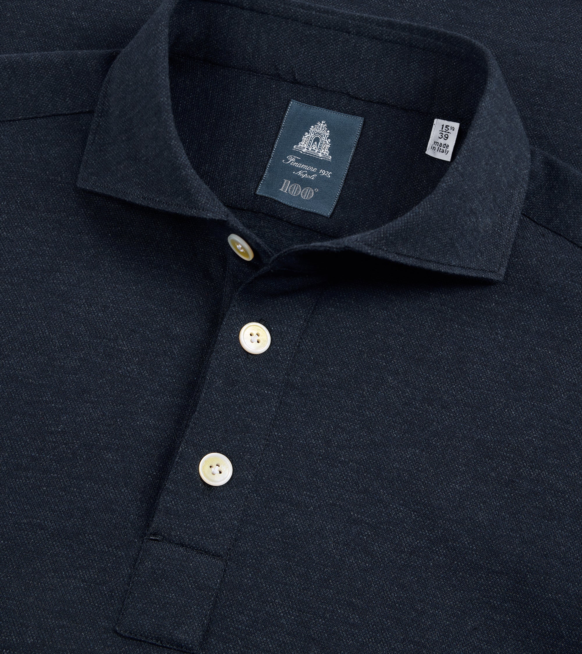 Finamore Orlando Cotton Cashmere Polo Shirt: Navy