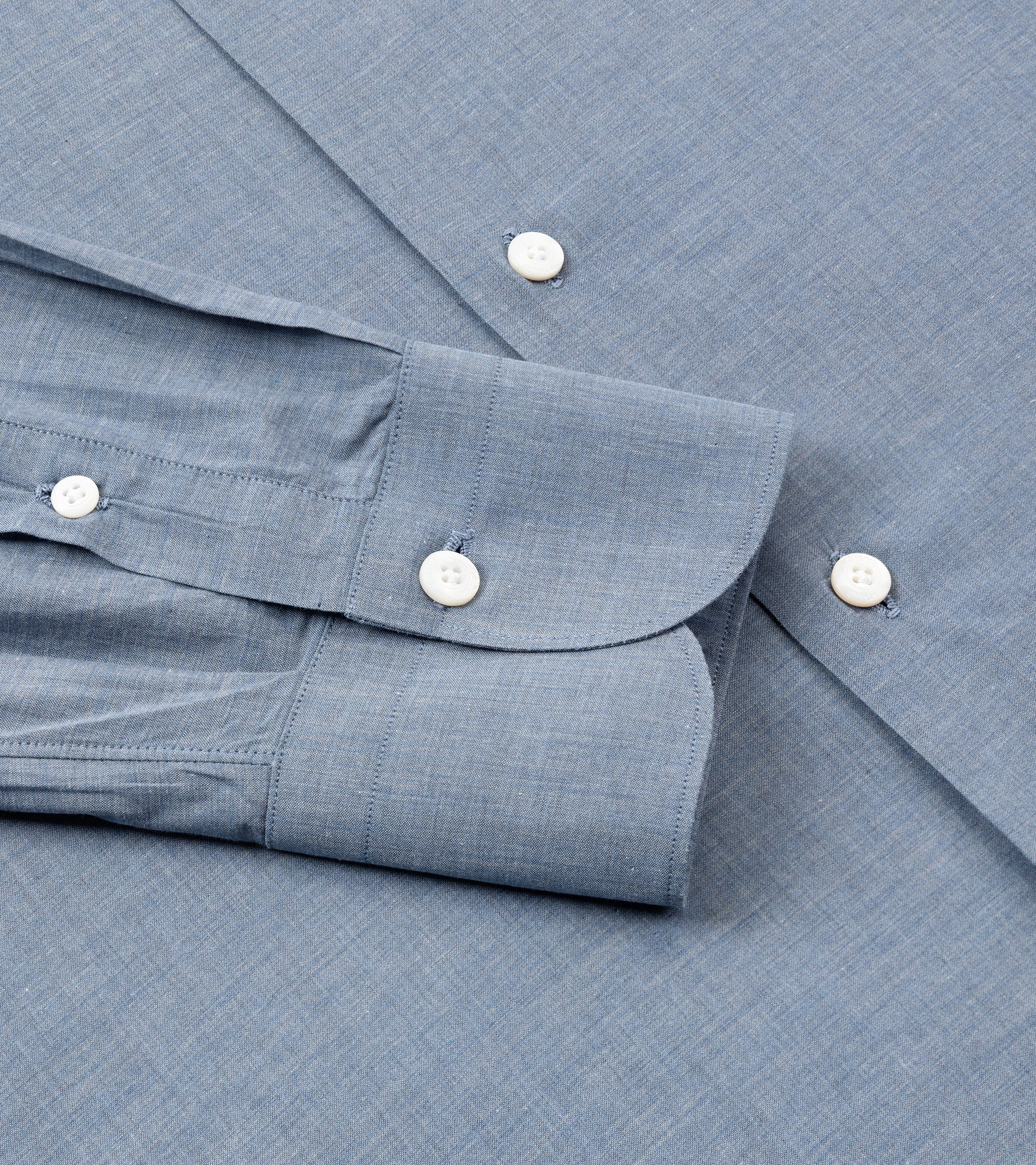 Finamore for Trunk Milano Eduardo Cotton Chambray Formal Shirt: Blue
