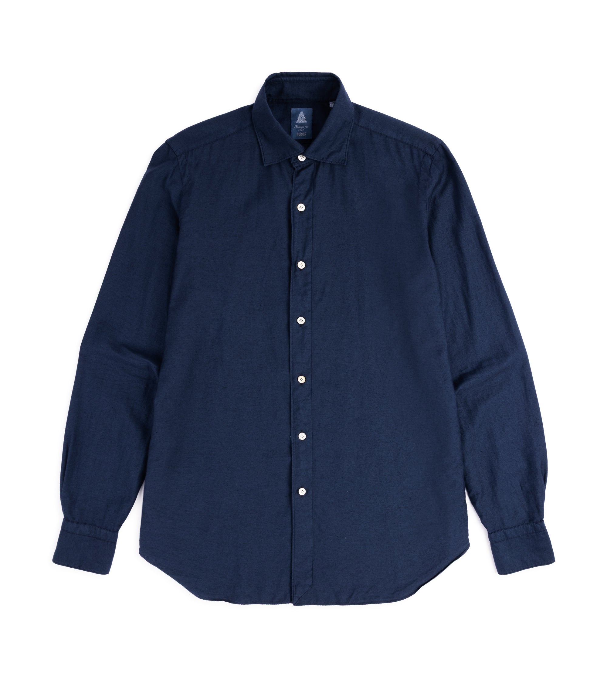 Finamore Gaeta Cotton Cashmere Luigi Carlo Riva Shirt: Navy