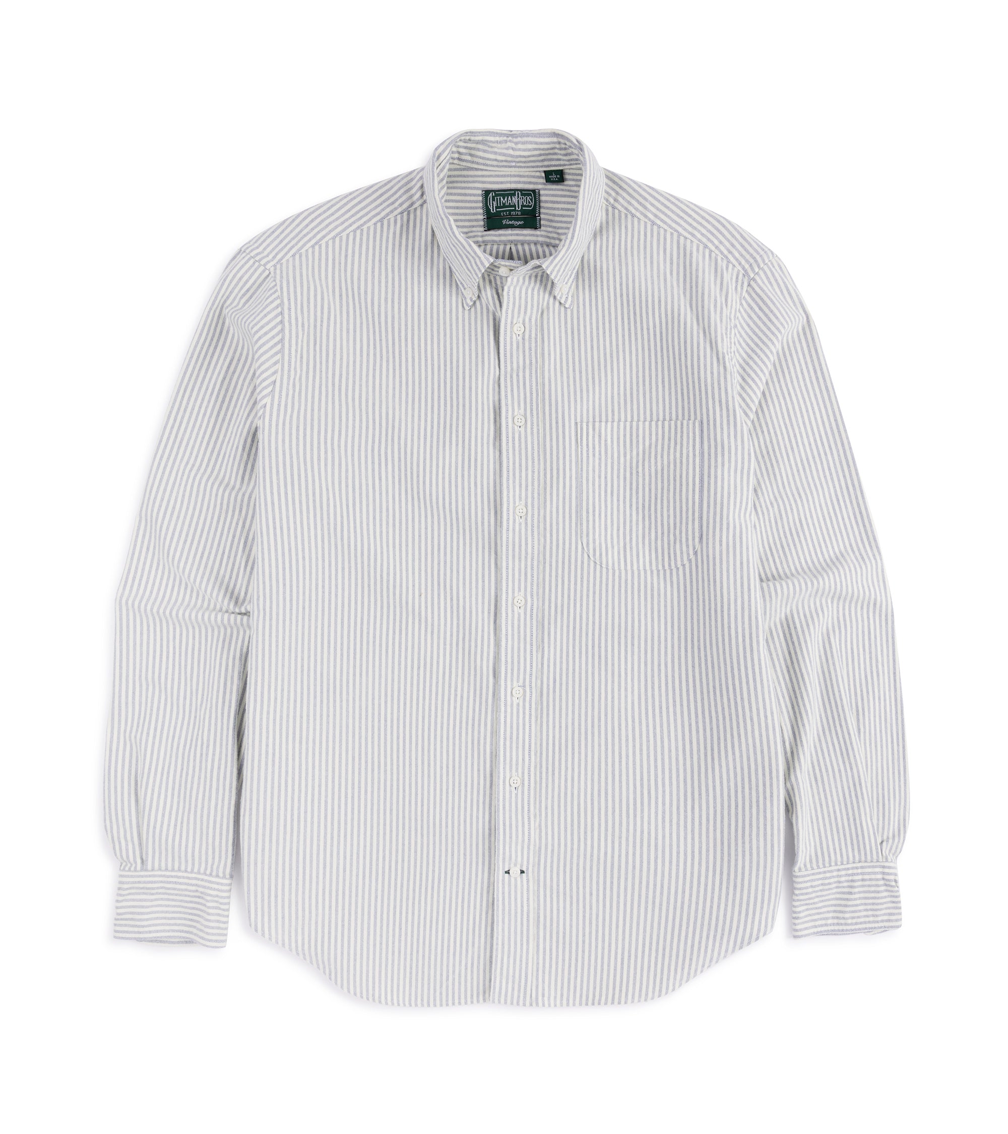 Gitman Vintage Brushed Oxford Cotton Stripe Shirt: Navy