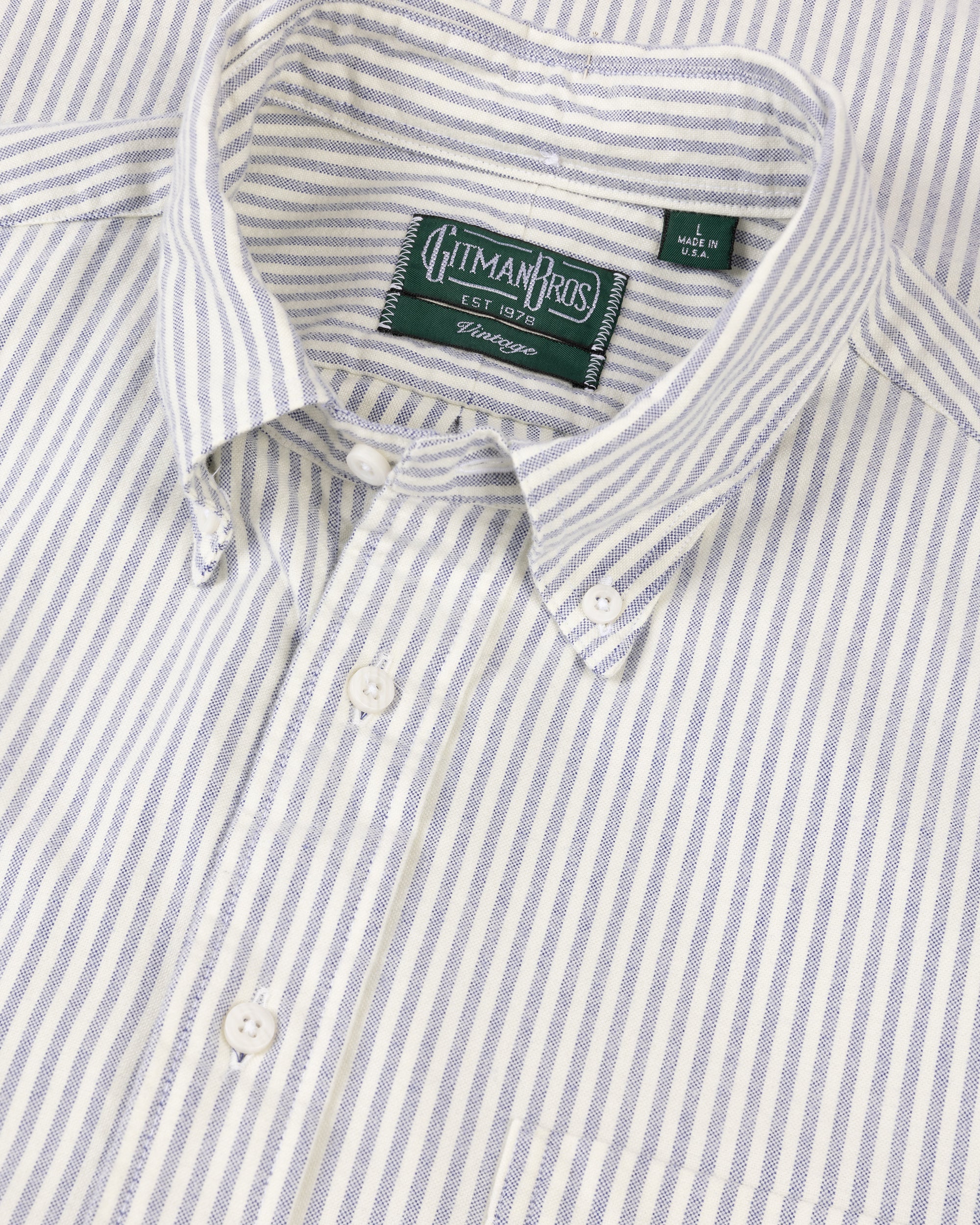 Gitman Vintage Brushed Oxford Cotton Stripe Shirt: Navy