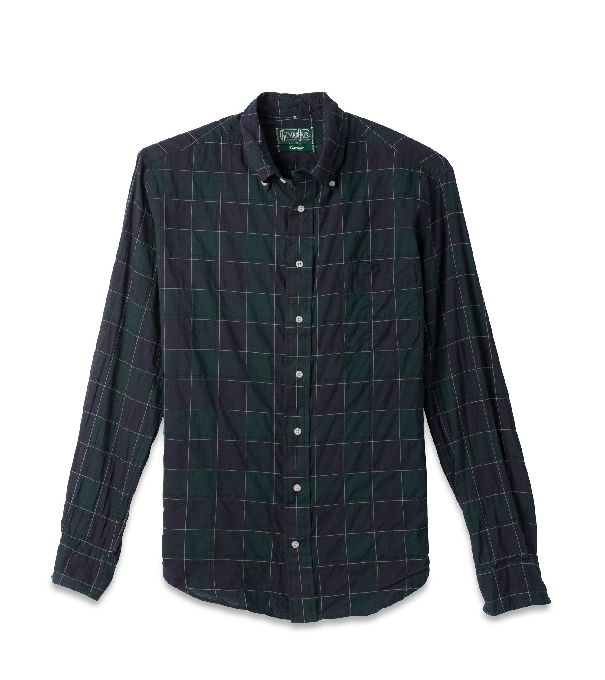 Gitman Vintage Japanese Cotton Check Button Down Shirt: Navy