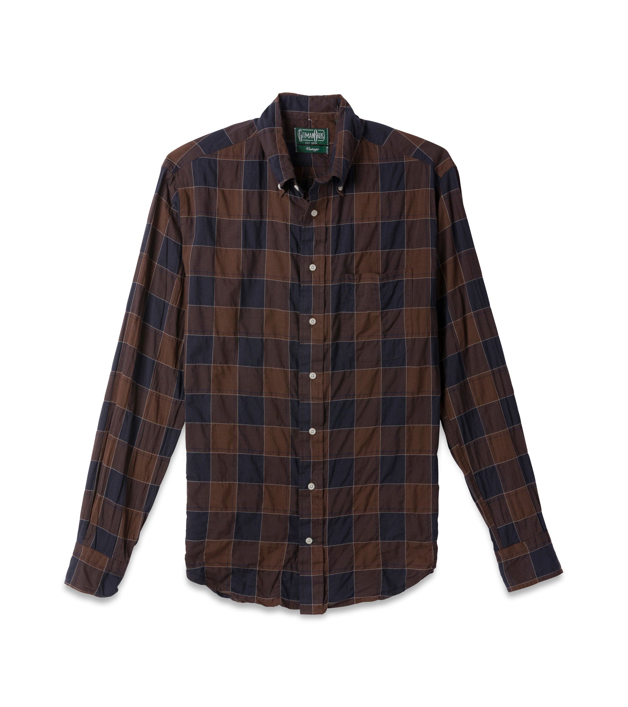Gitman Vintage Japanese Cotton Check Button Down Shirt: Brown