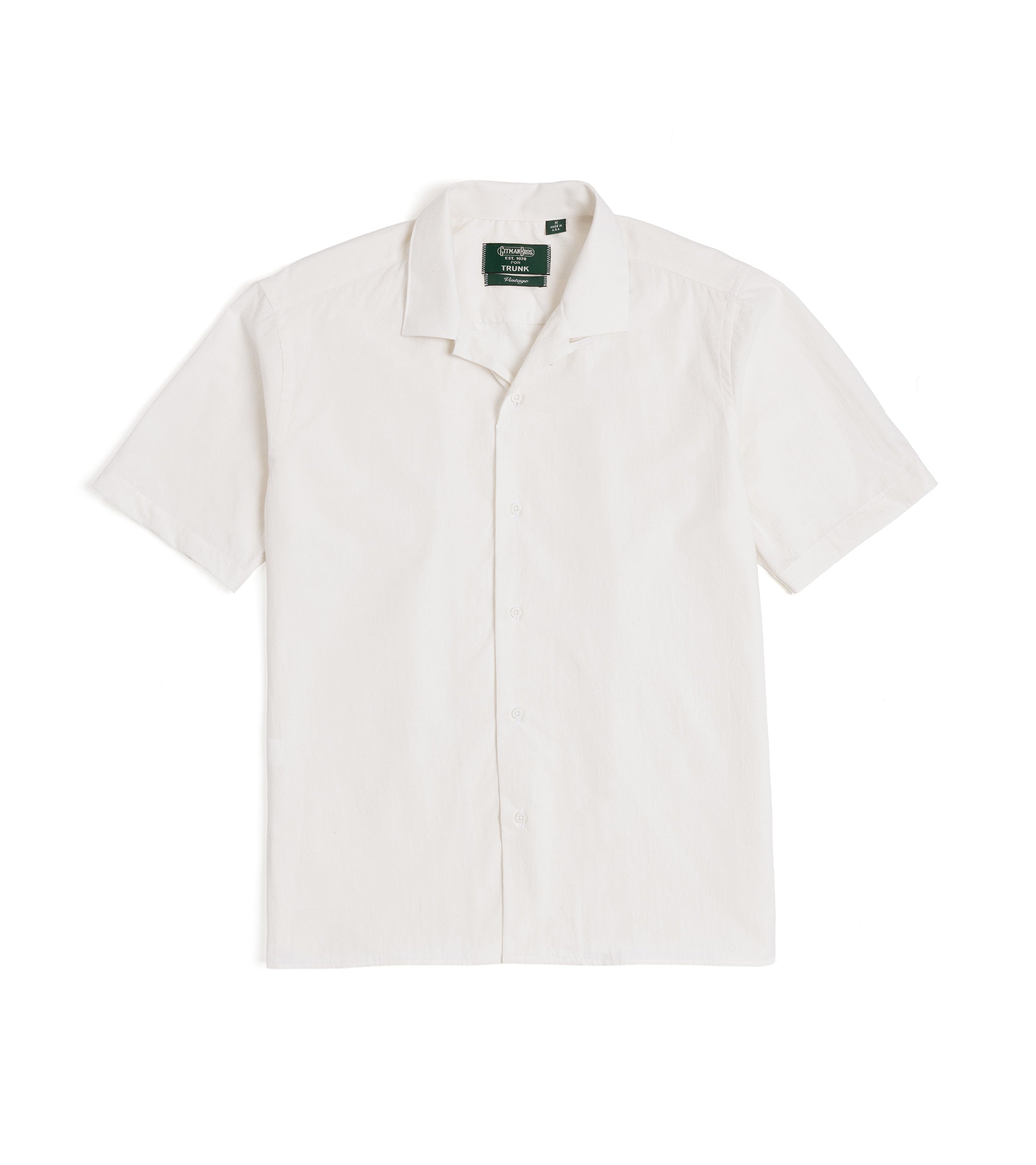 Gitman Vintage Japanese Slubby Cotton Silk Short Sleeve Camp Collar Shirt: White