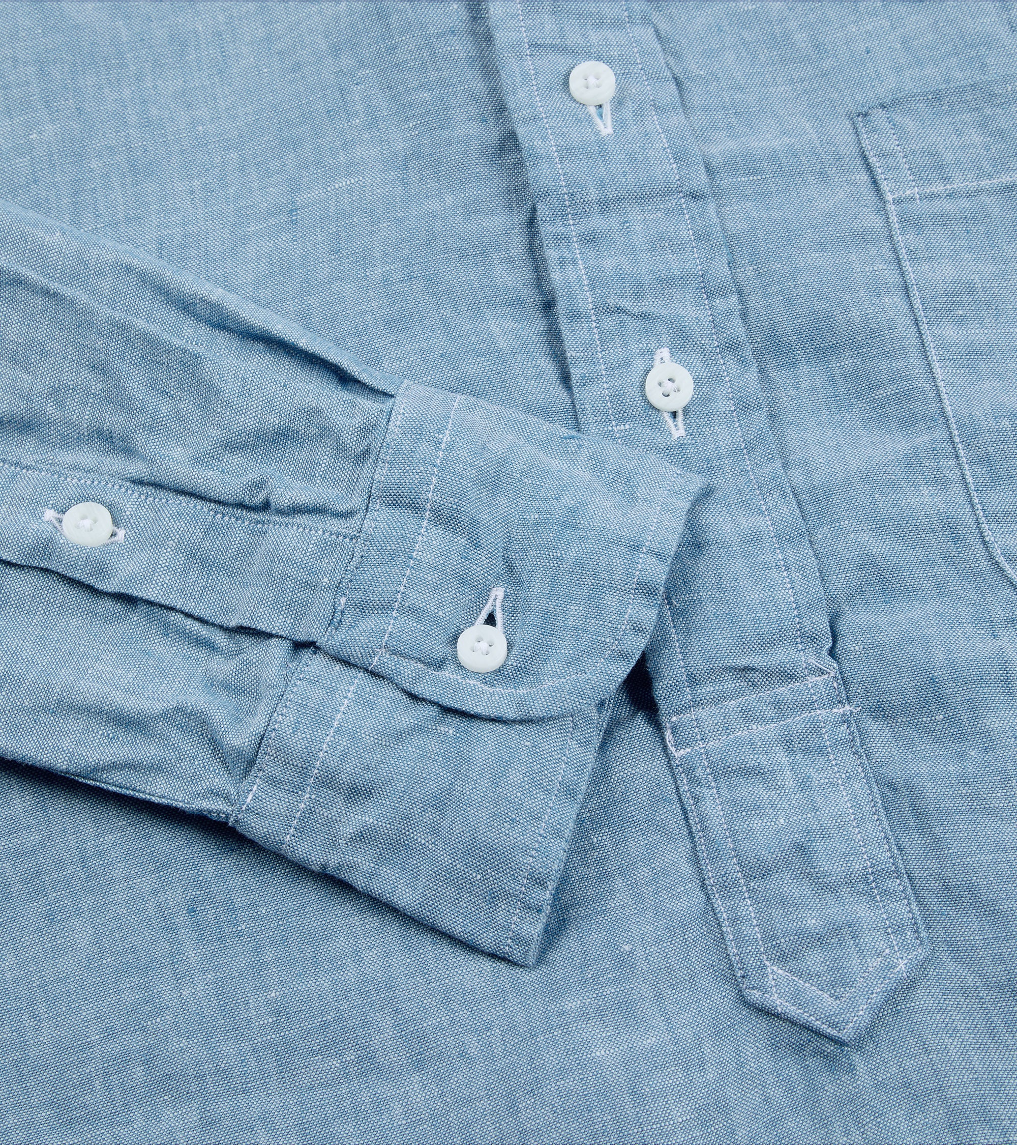 Gitman Vintage Linen Band Collar Popover Shirt: Chambray