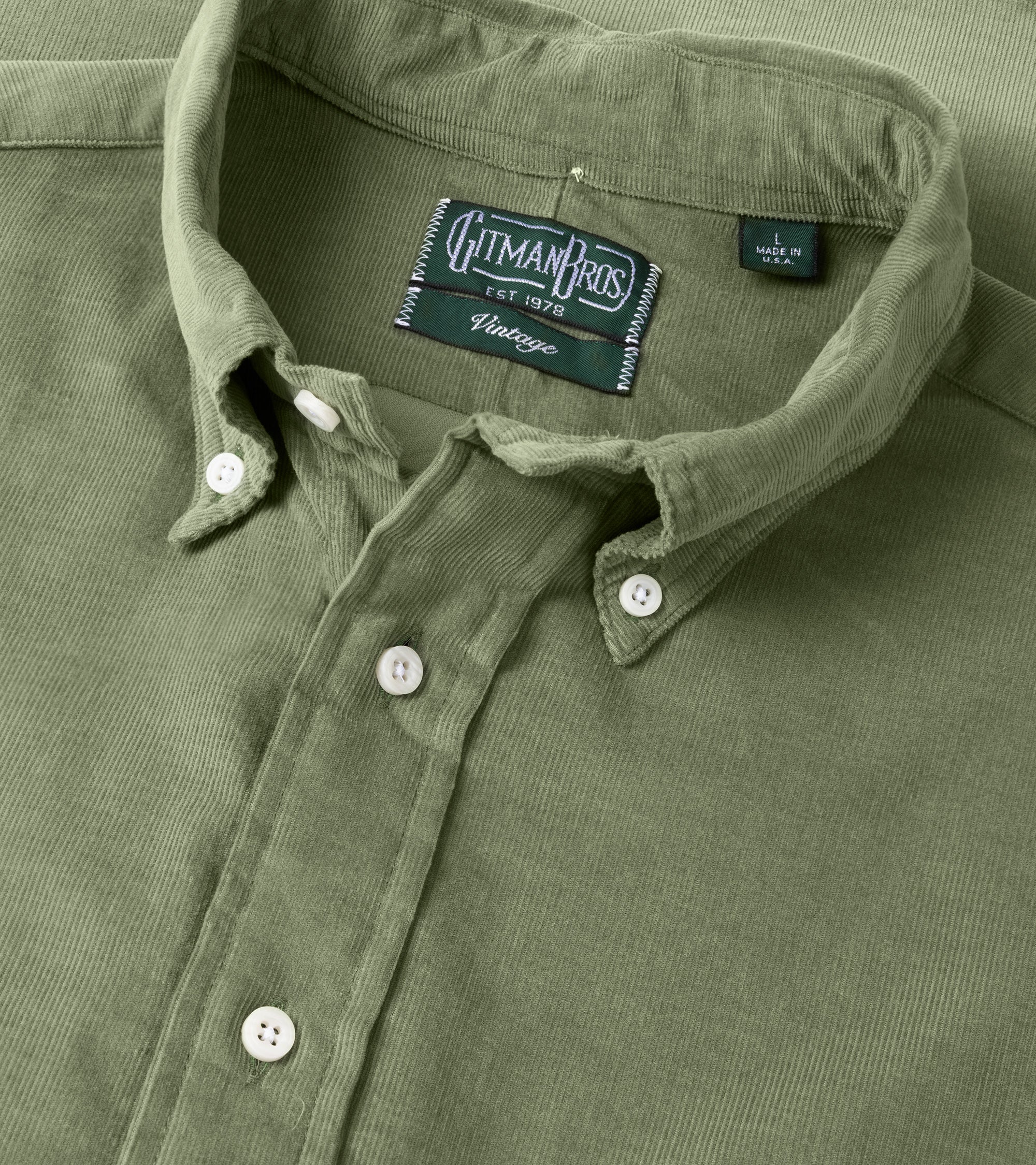 Gitman Vintage Thin Wale Corduroy Shirt: Sage