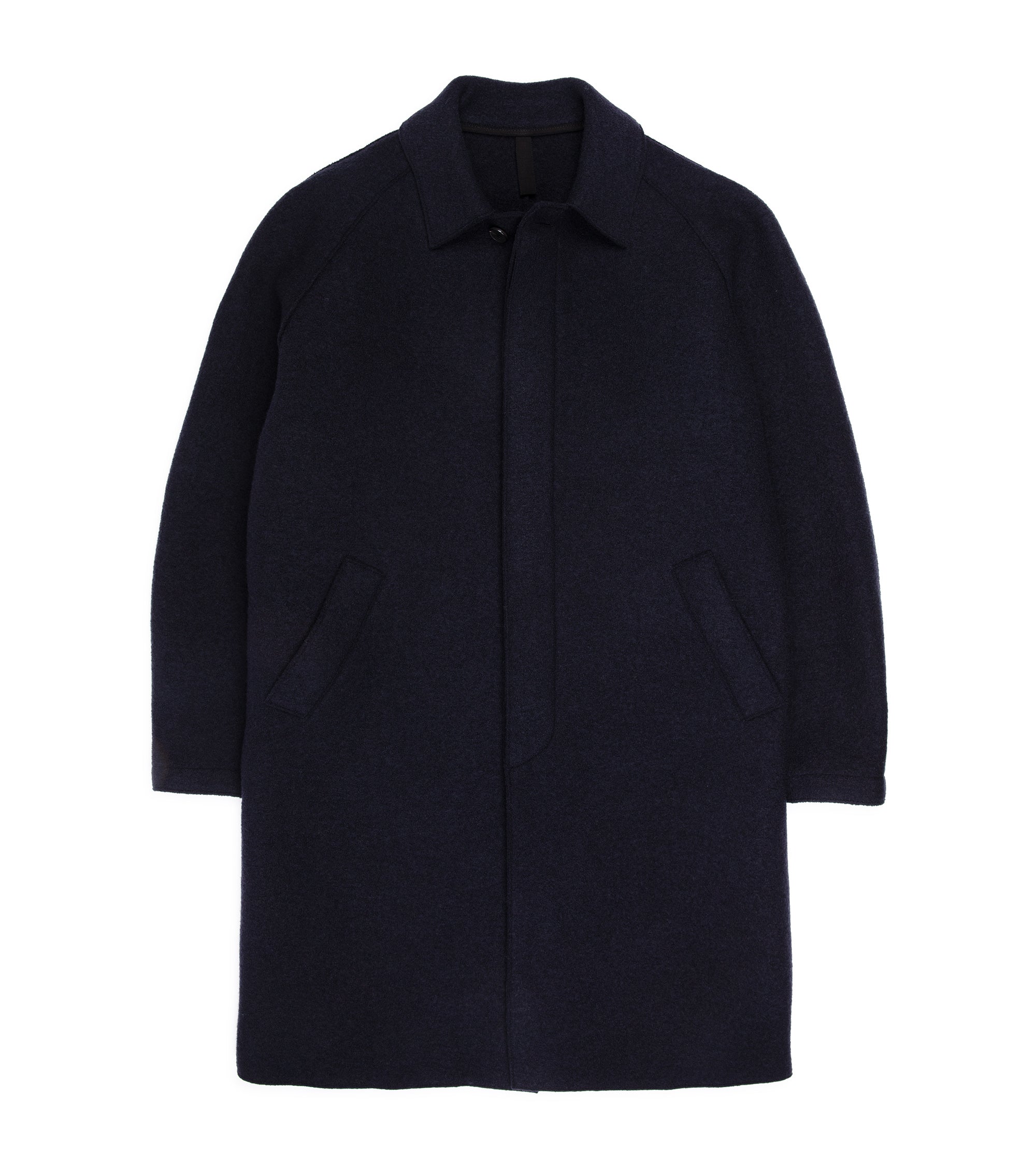 Harris Wharf Boiled Wool Raglan Coat: Navy