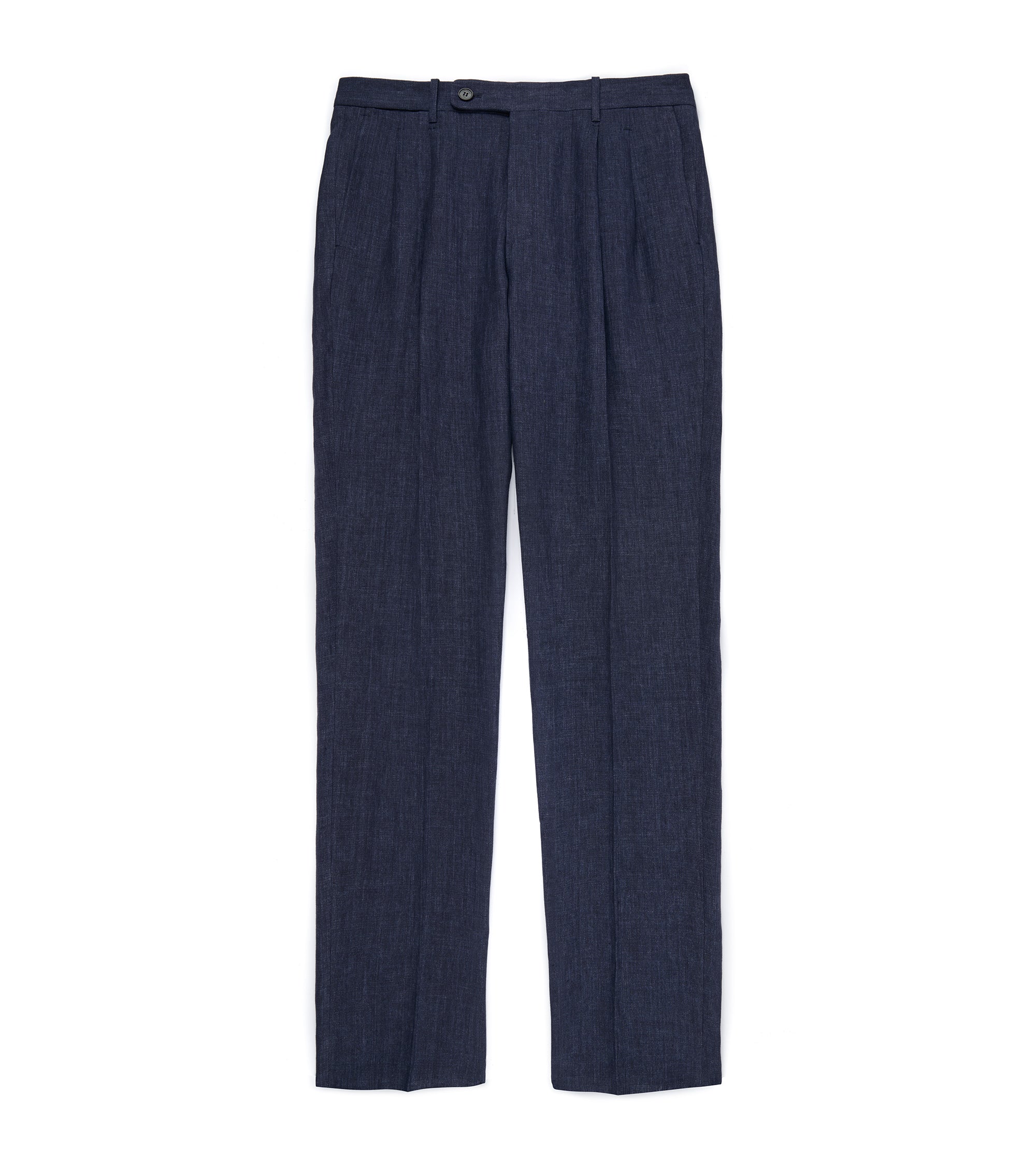 Incotex Pleated Linen Trousers: Navy