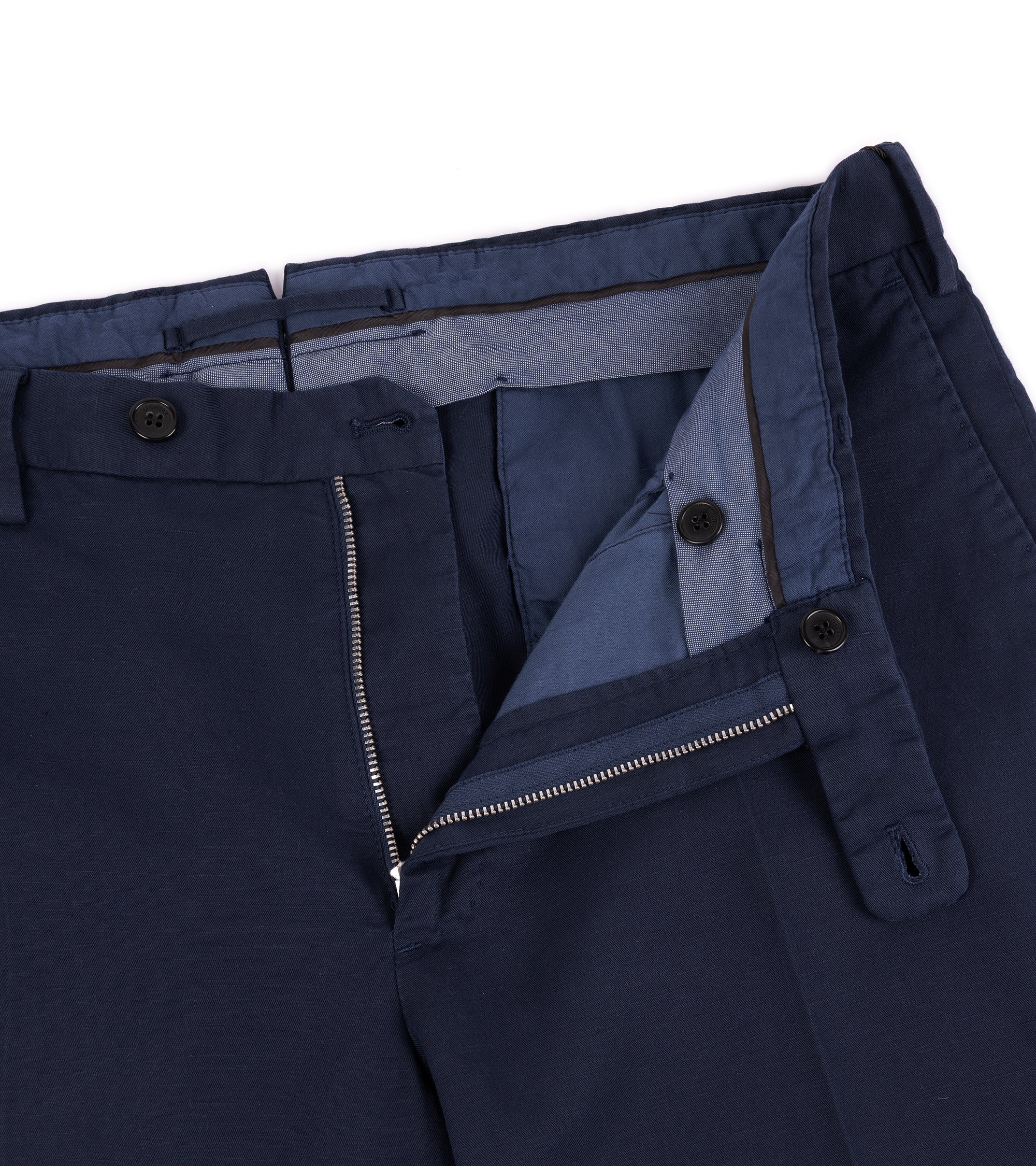 Incotex Regular Fit Chinolino Cotton Linen Trousers: Navy