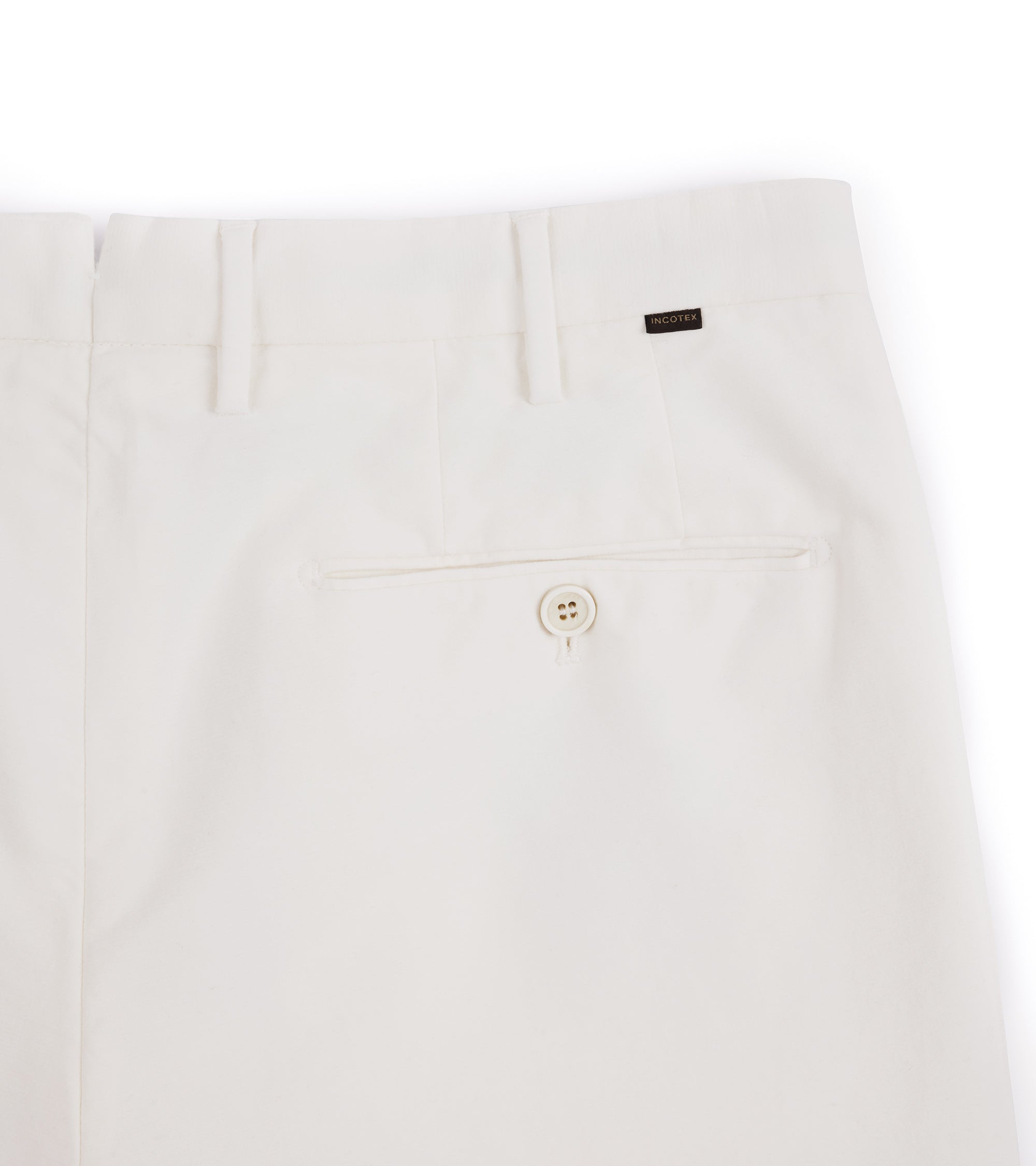 Incotex Regular High Cotton Doeskin Trousers: White