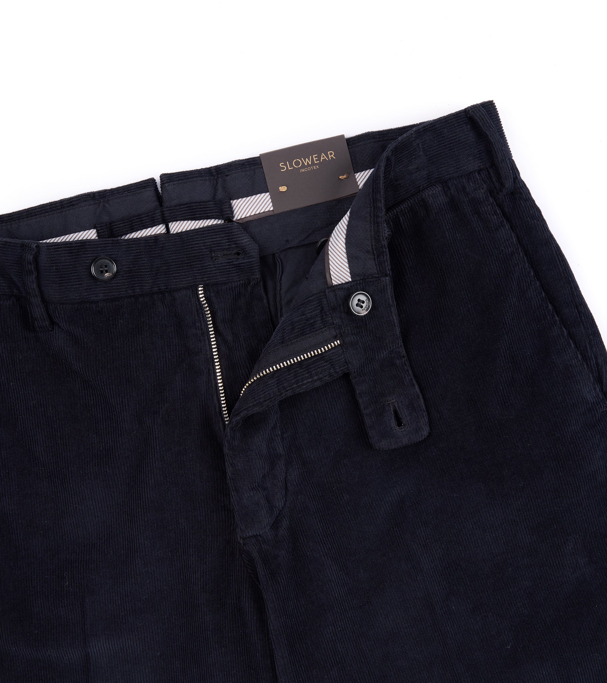 Incotex Regular Overdyed Cotton Corduroy Trousers: Navy
