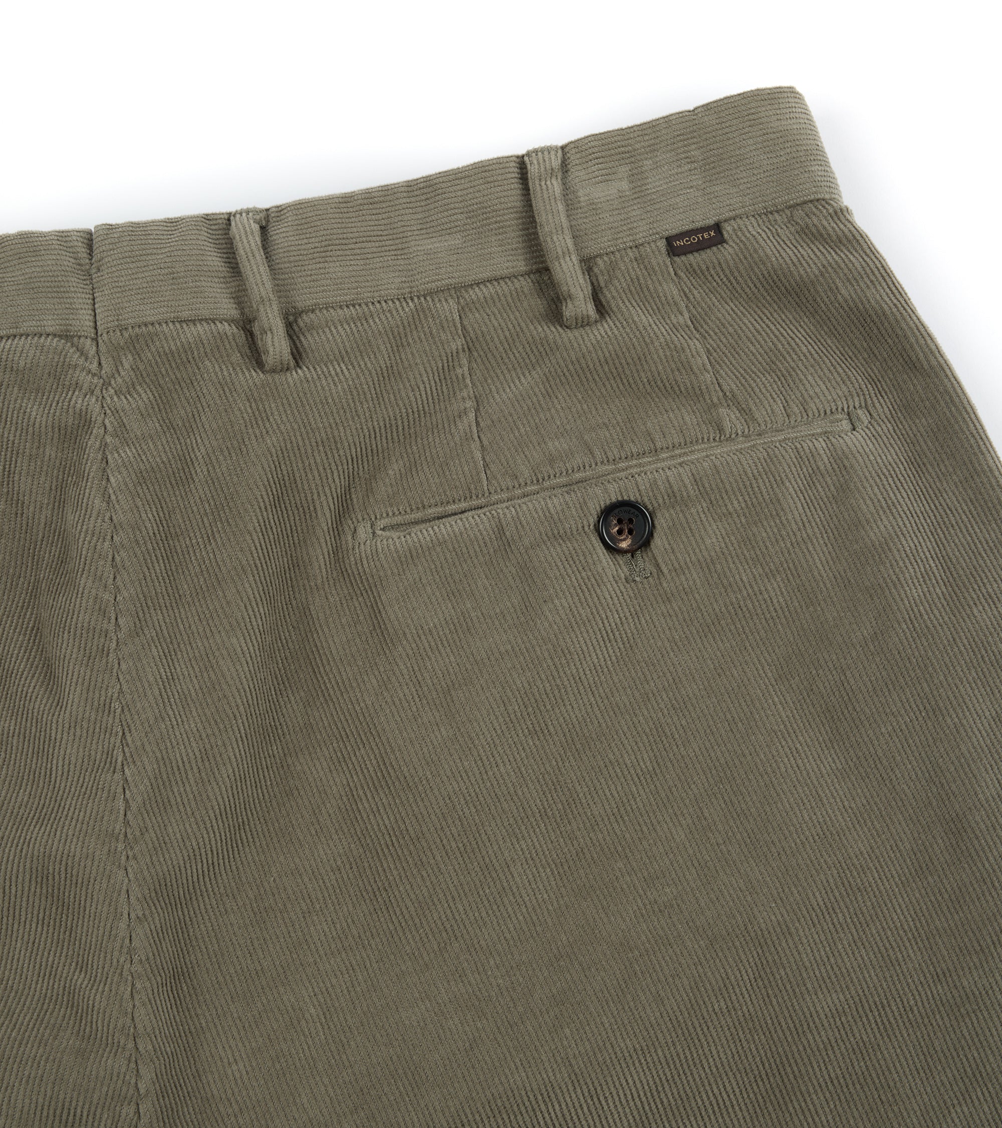 Incotex Regular Overdyed Cotton Corduroy Trousers: Sage